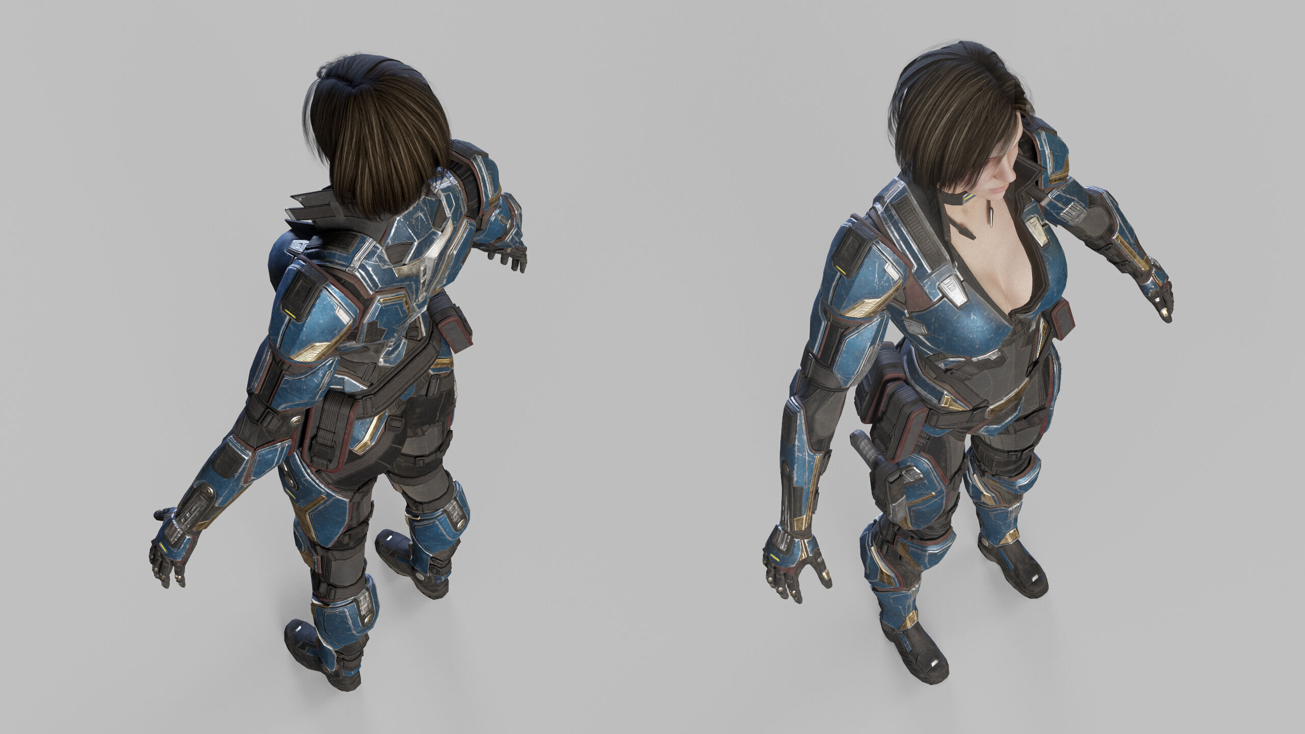Female Sci Fi Soldier Low-poly 3D model_26