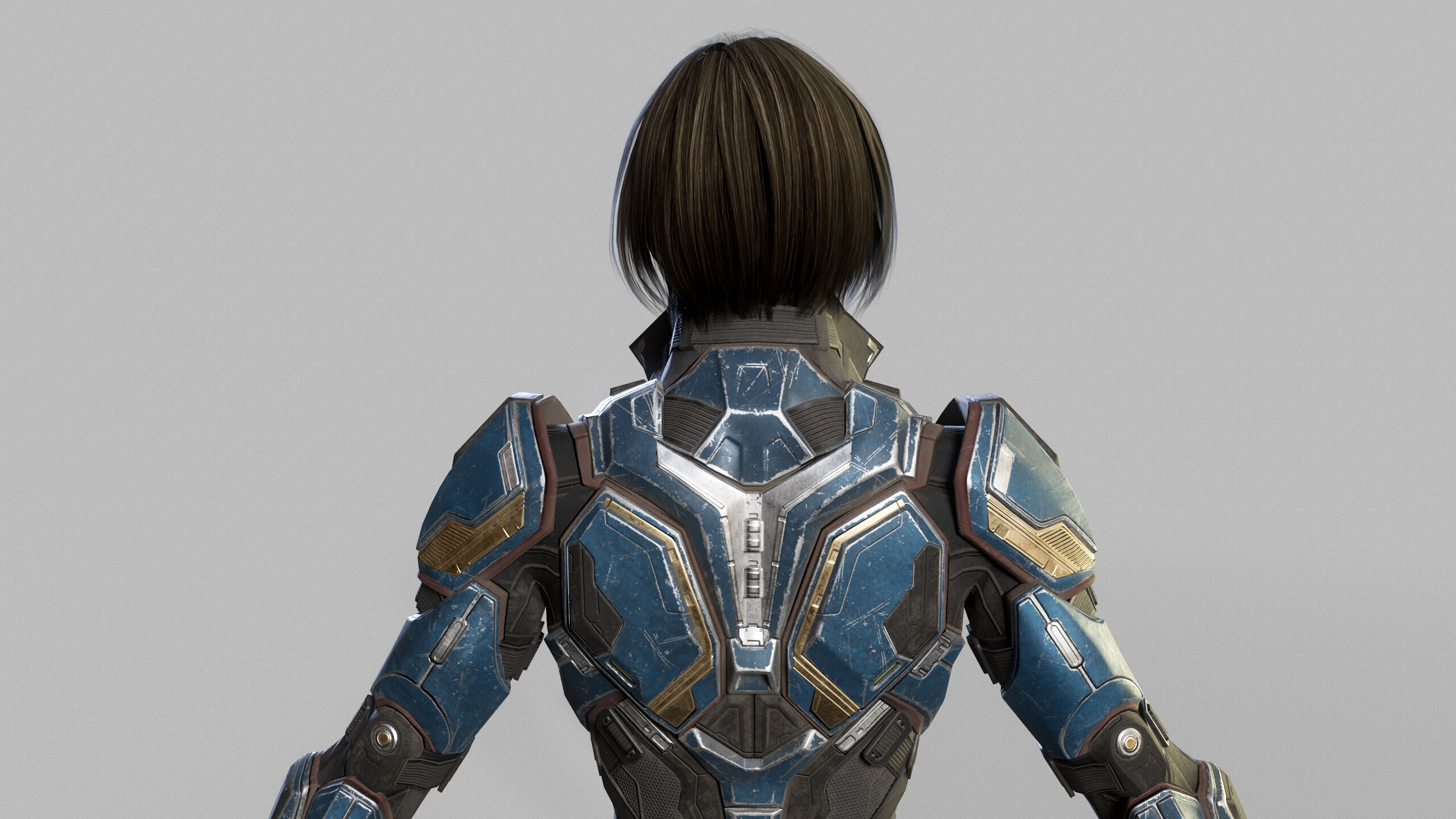 Female Sci Fi Soldier Low-poly 3D model_11
