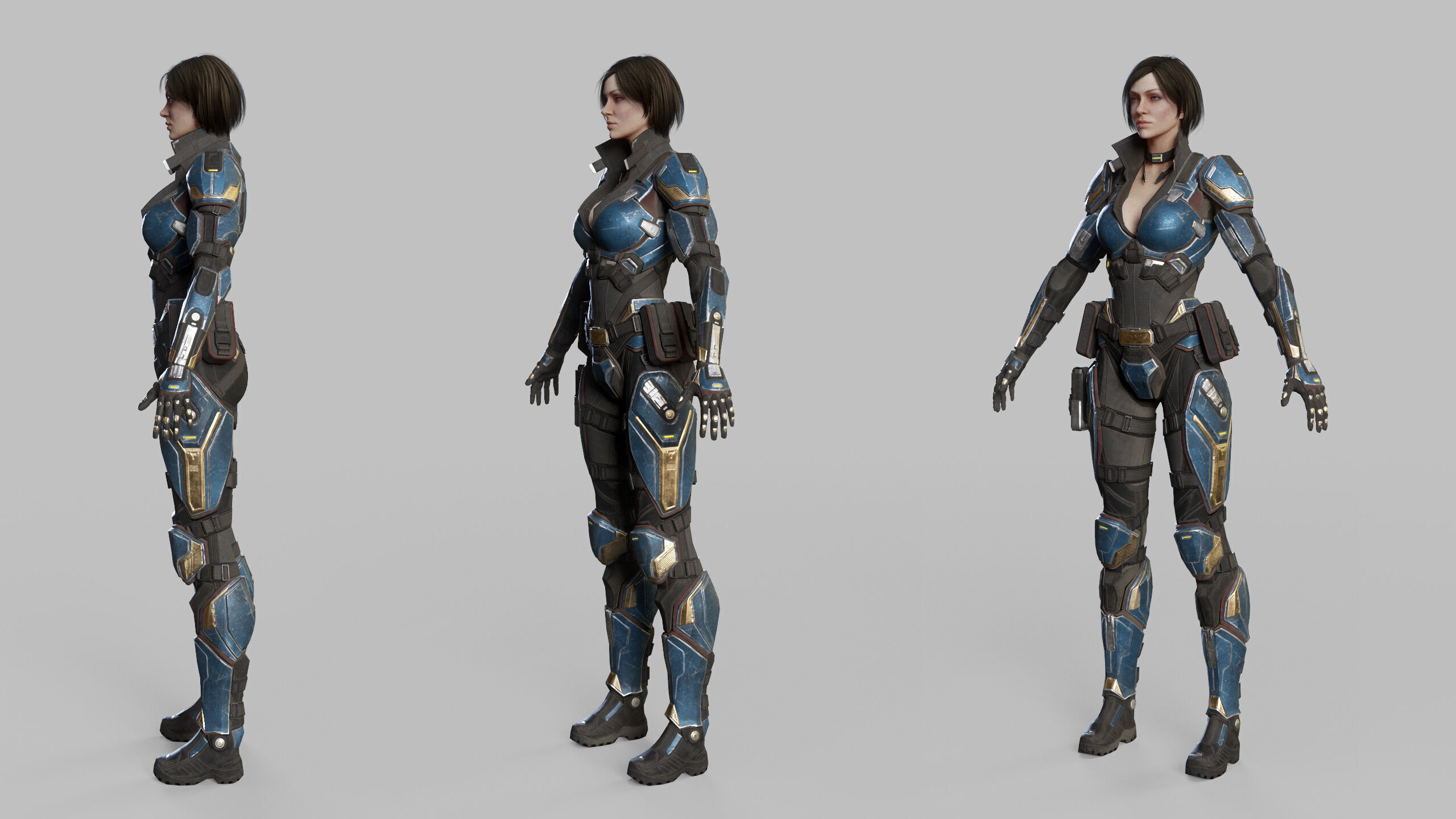 Female Sci Fi Soldier Low-poly 3D model_24