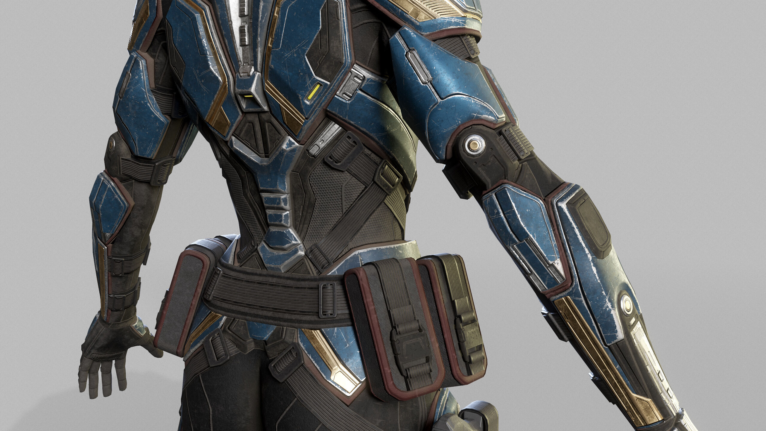 Female Sci Fi Soldier Low-poly 3D model_14