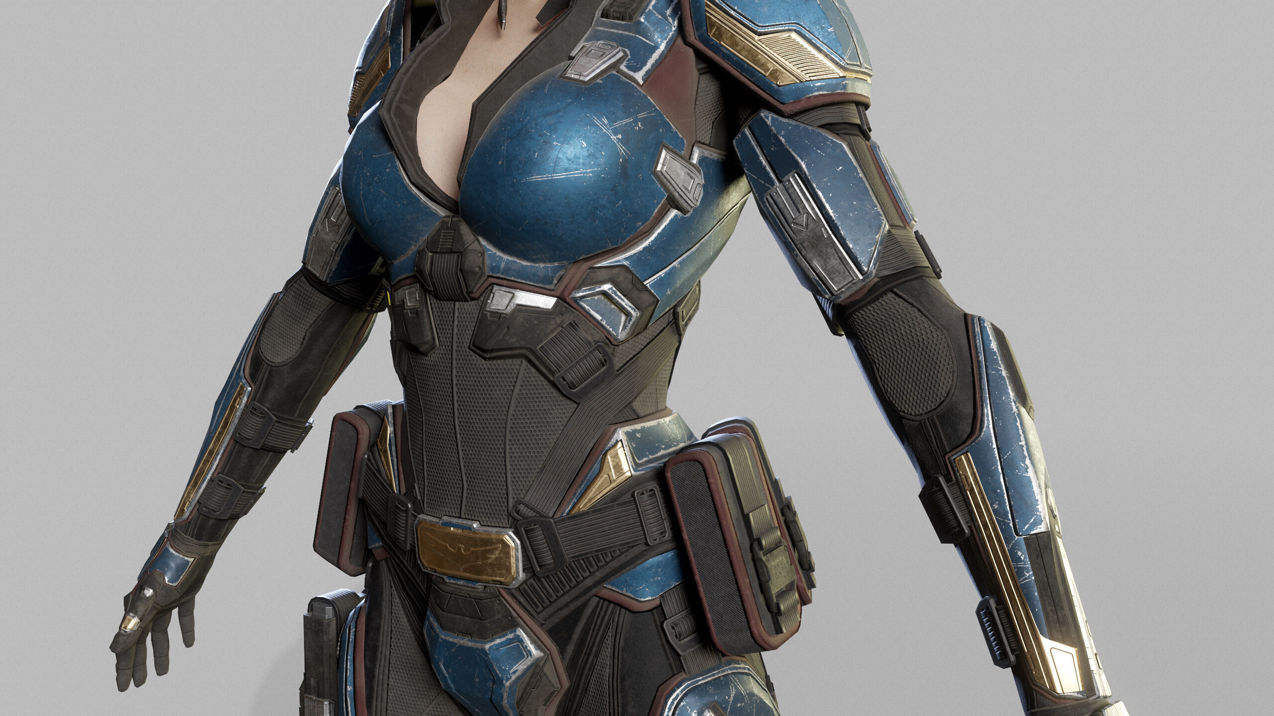 Female Sci Fi Soldier Low-poly 3D model_12