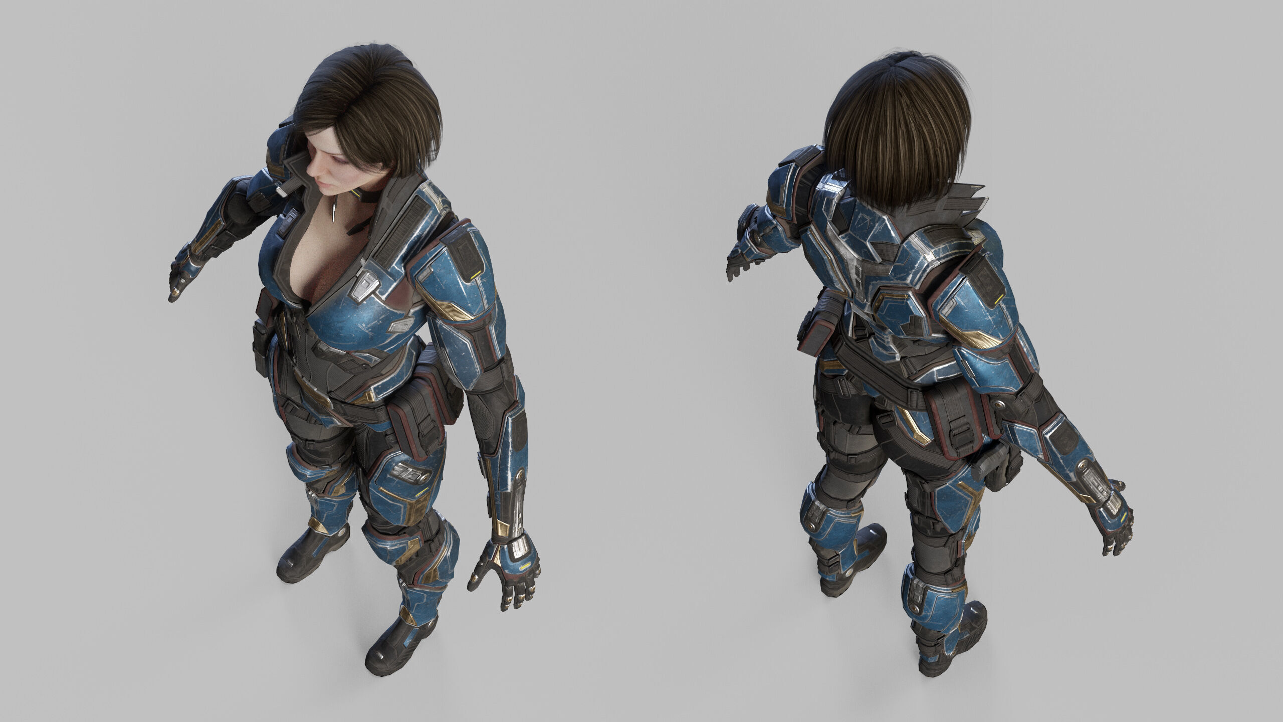 Female Sci Fi Soldier Low-poly 3D model_25