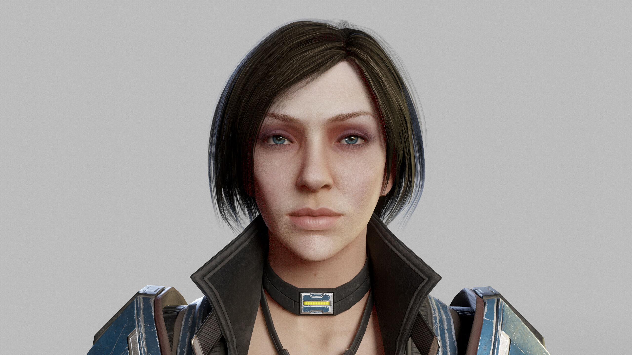 Female Sci Fi Soldier Low-poly 3D model_4