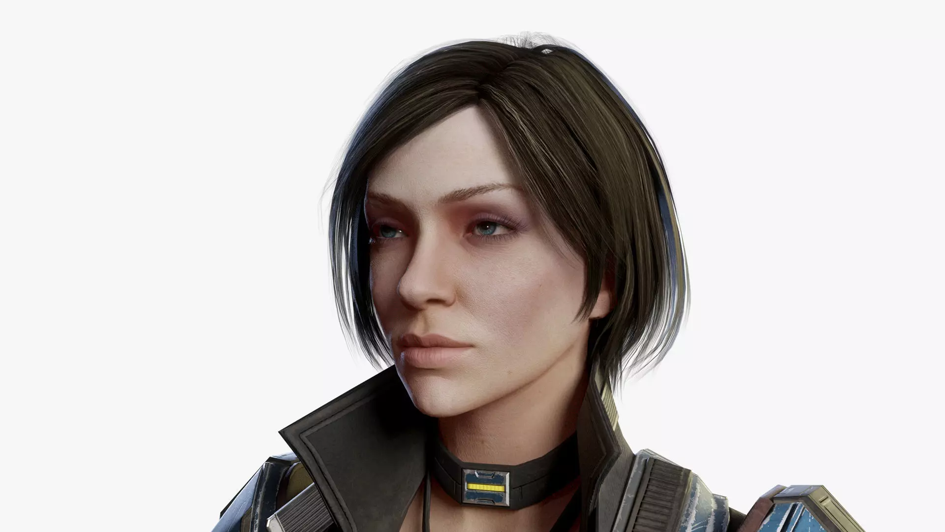 Female Sci Fi Soldier Low-poly 3D model_0