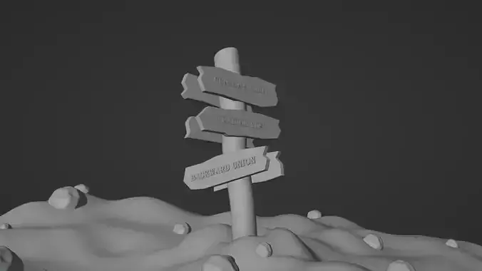 Wooden direction sign 3D model