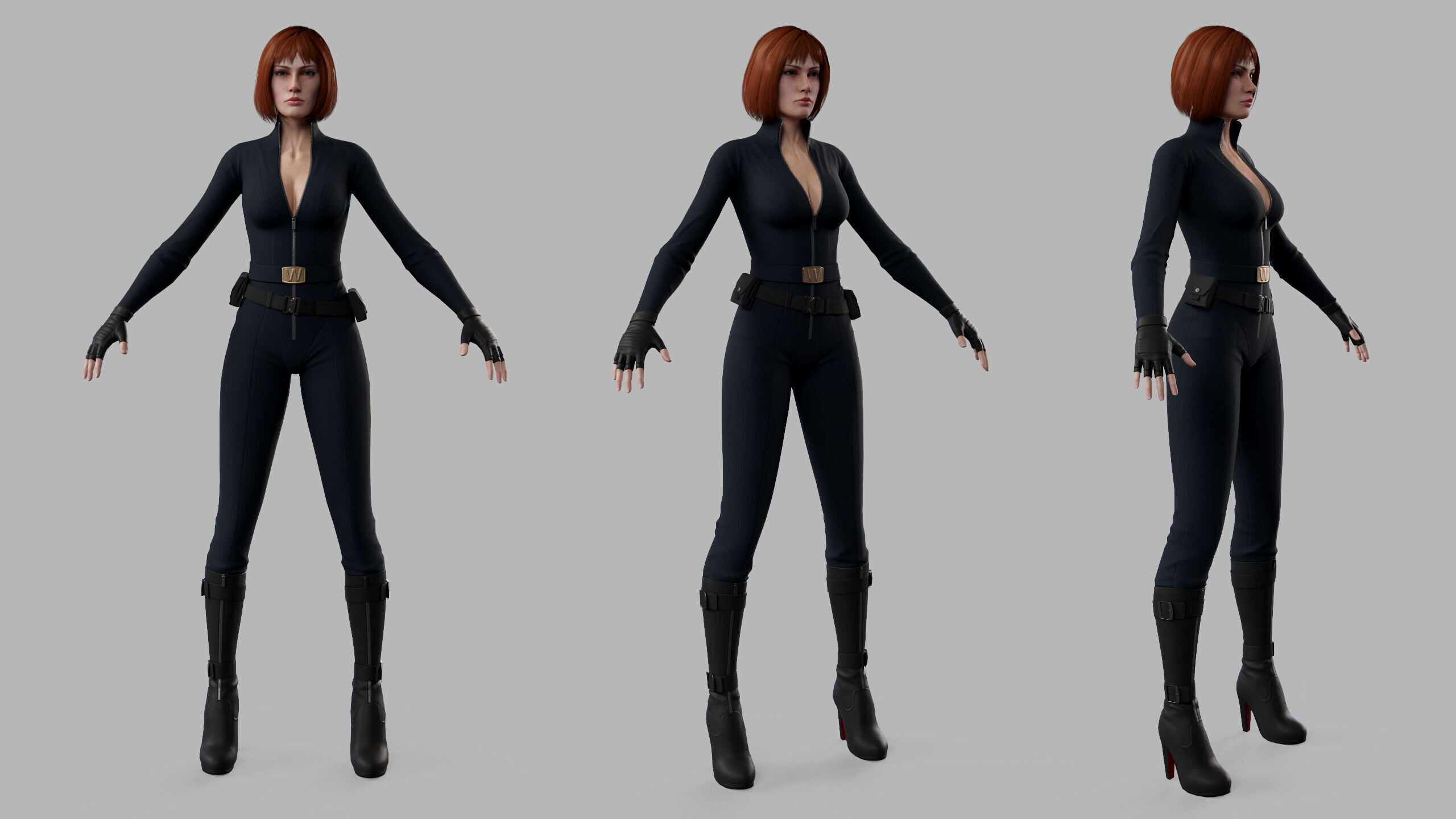 Female Sci Fi Soldier Low-poly 3D model_21