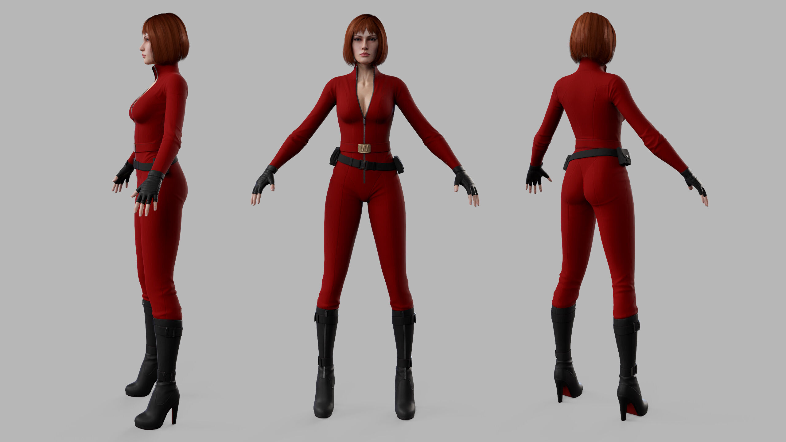 Female Sci Fi Soldier Low-poly 3D model_25