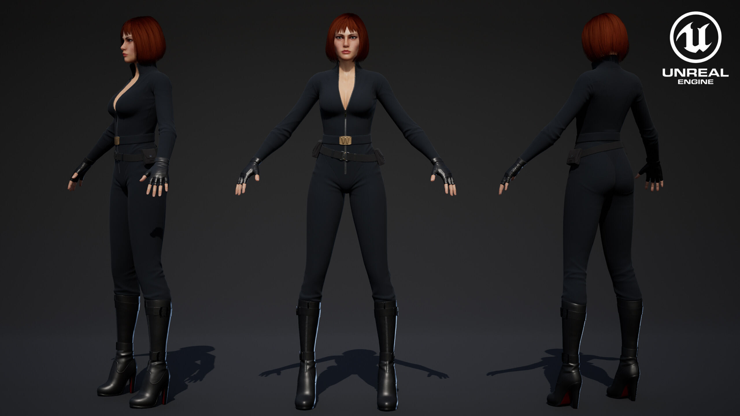 Female Sci Fi Soldier Low-poly 3D model_31
