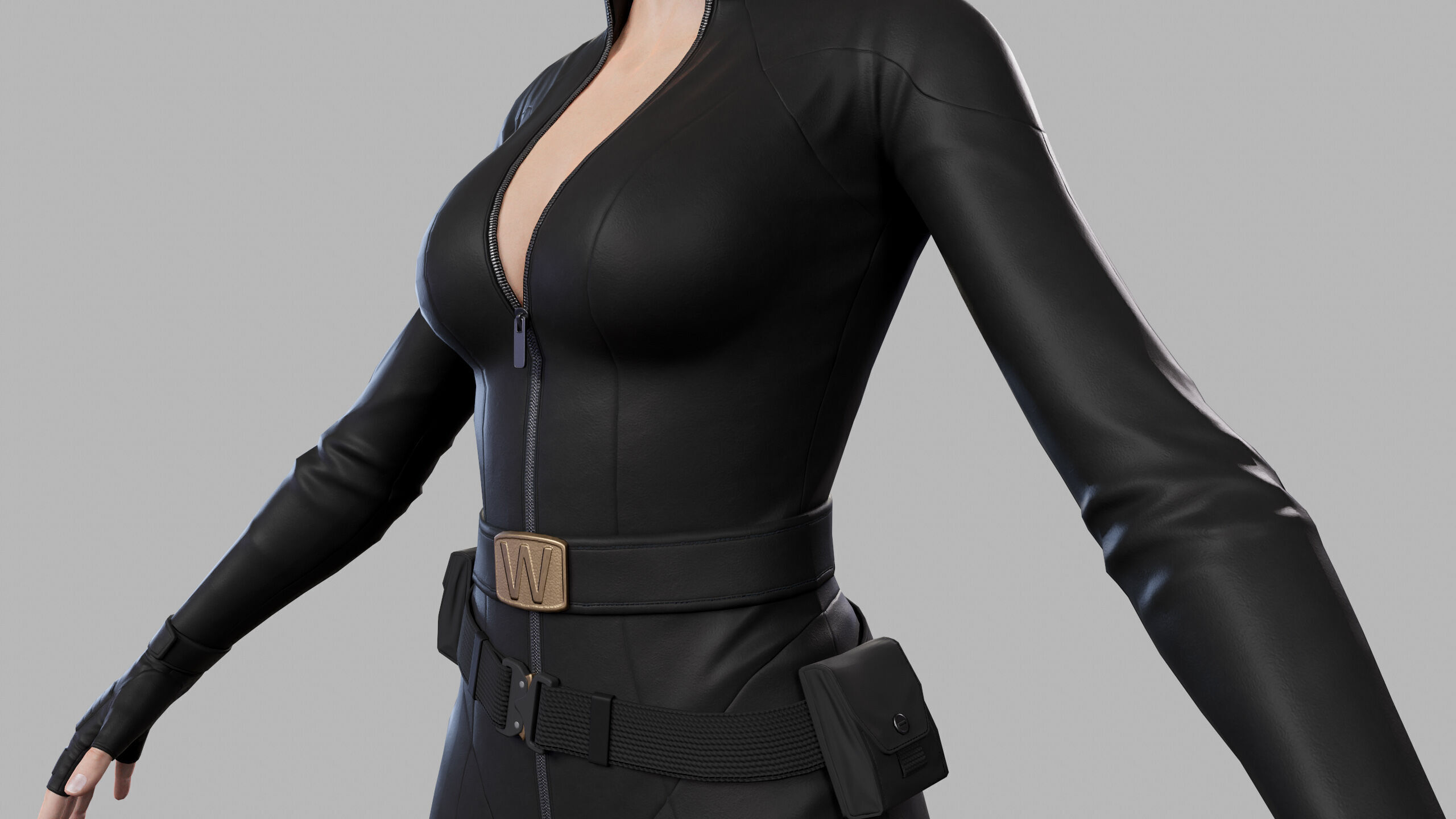 Female Sci Fi Soldier Low-poly 3D model_12