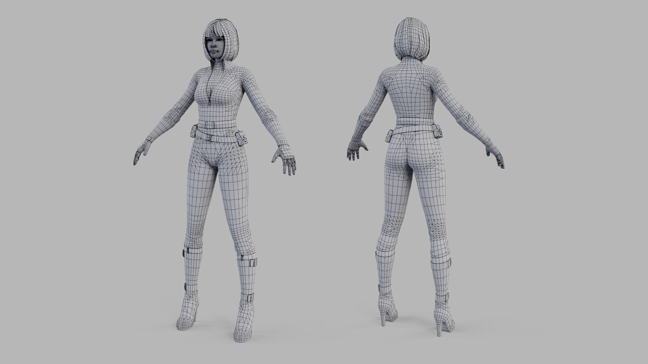 Female Sci Fi Soldier Low-poly 3D model_32