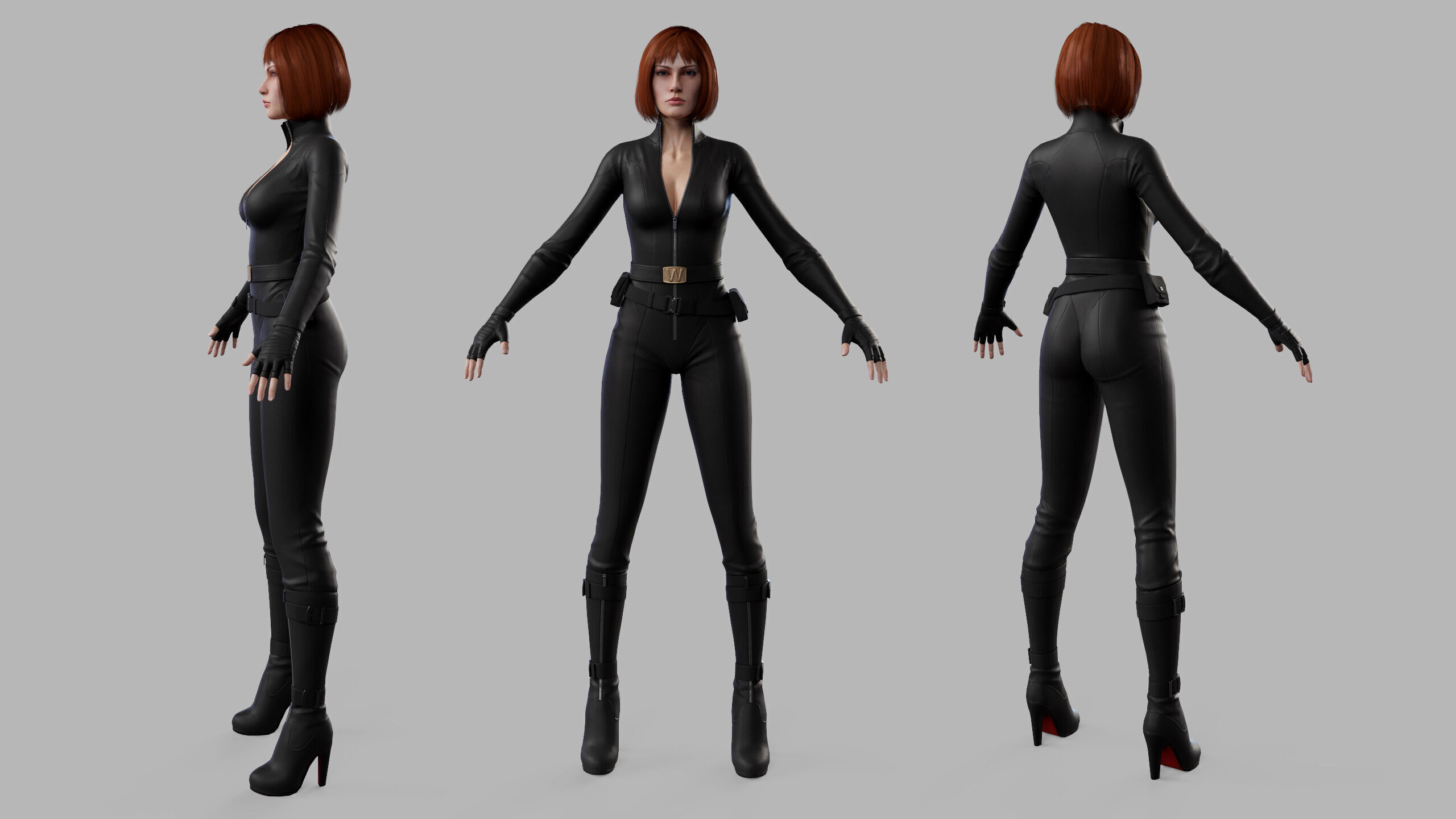 Female Sci Fi Soldier Low-poly 3D model_26