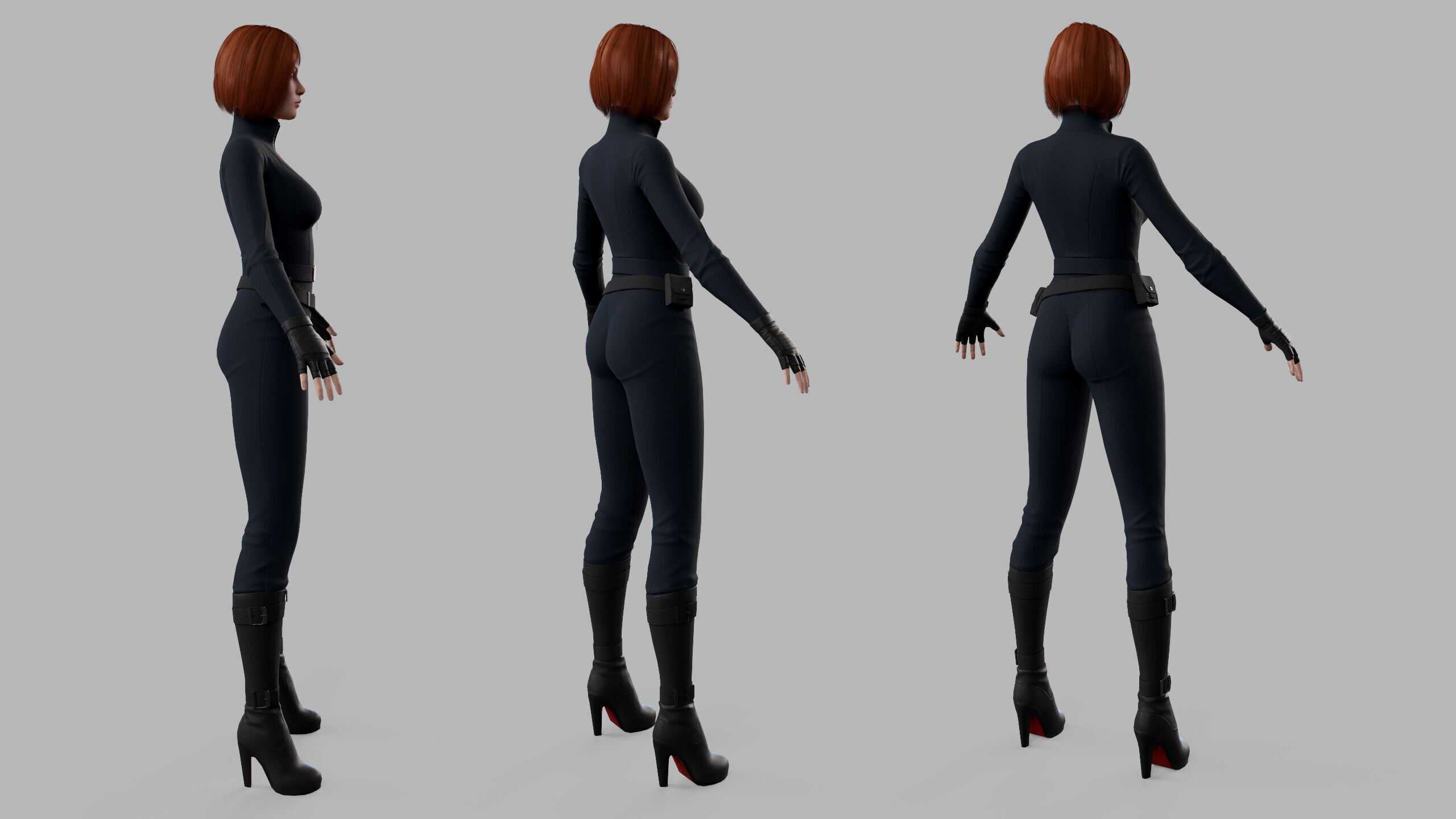 Female Sci Fi Soldier Low-poly 3D model_22