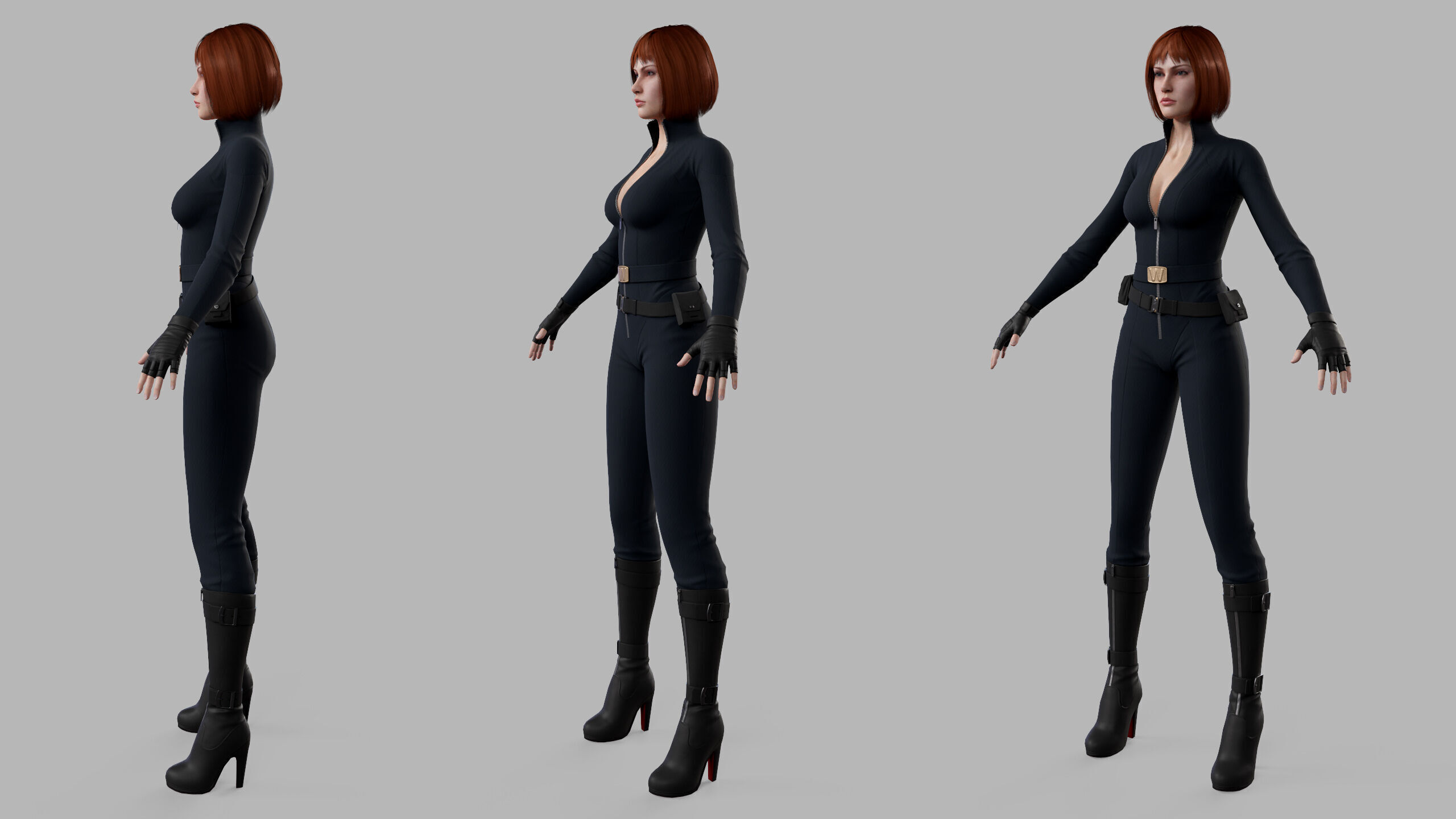 Female Sci Fi Soldier Low-poly 3D model_24