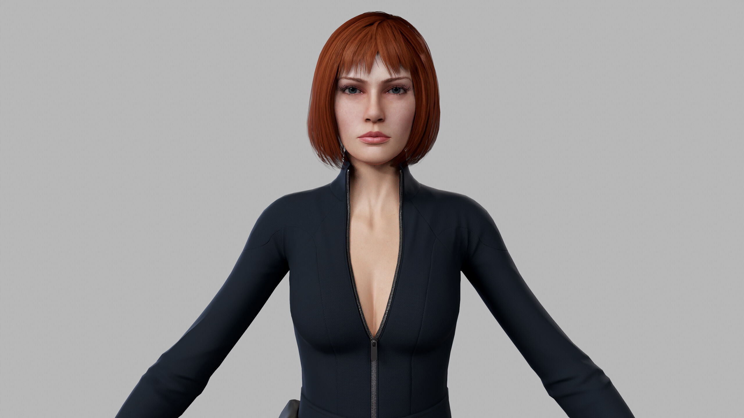 Female Sci Fi Soldier Low-poly 3D model_10