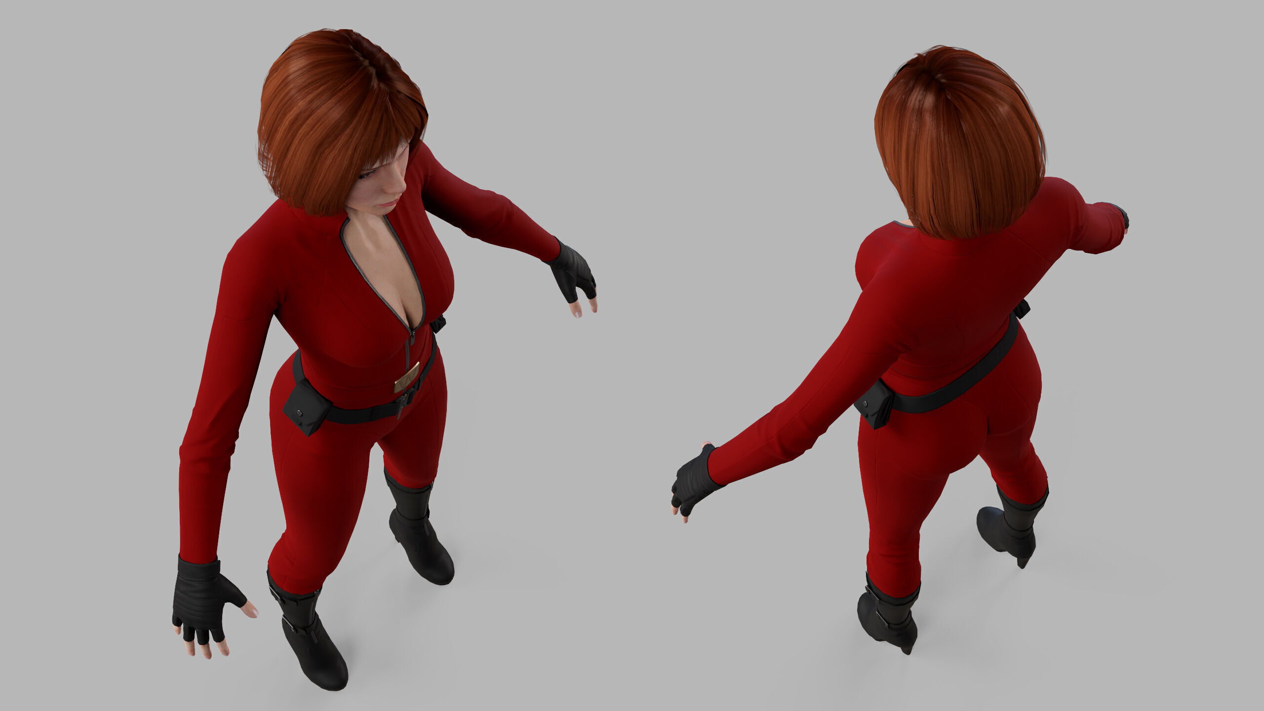 Female Sci Fi Soldier Low-poly 3D model_28