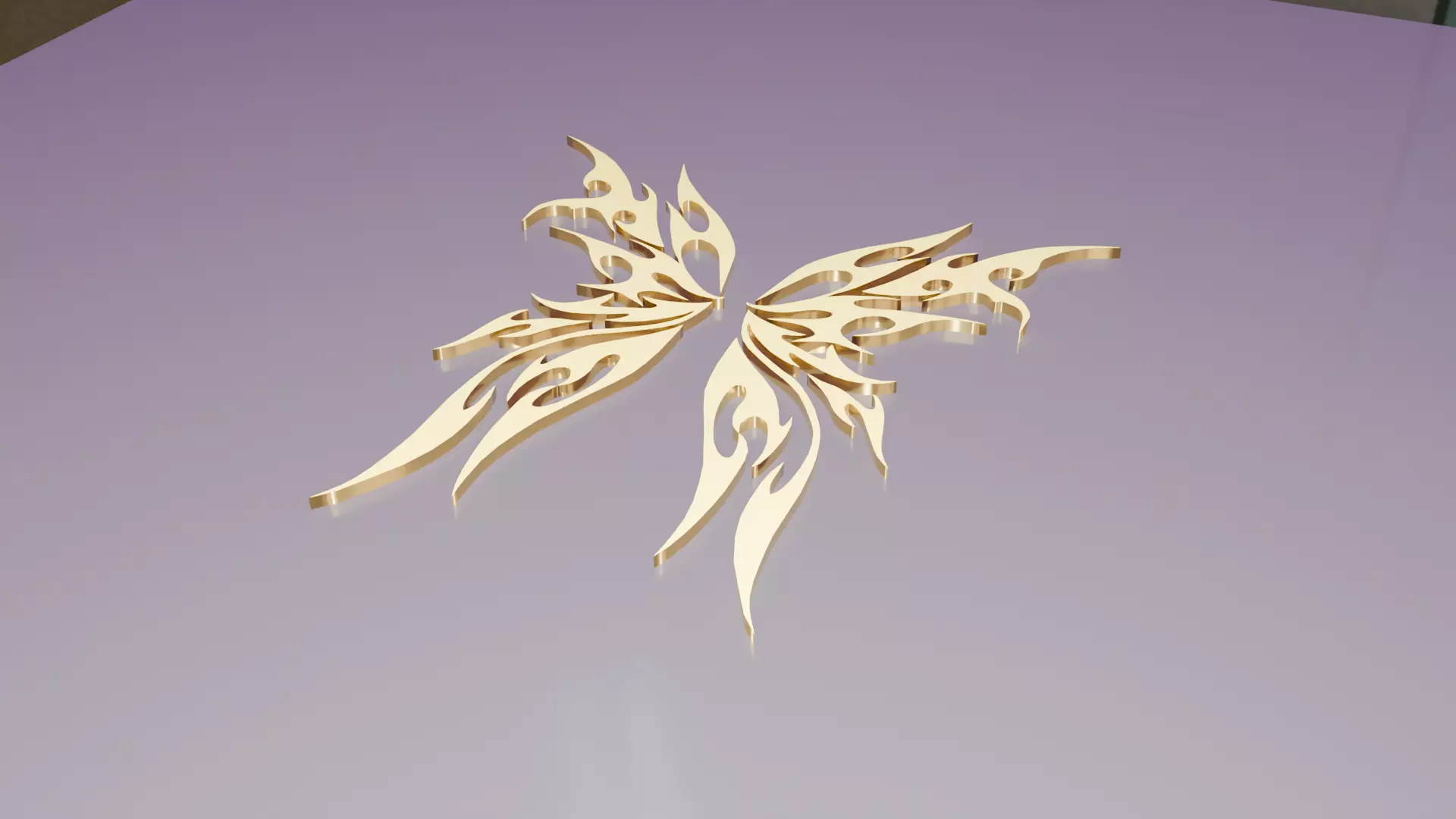 Ornamental Tribal Butterfly Wings 3D Model Low-poly 3D model_0