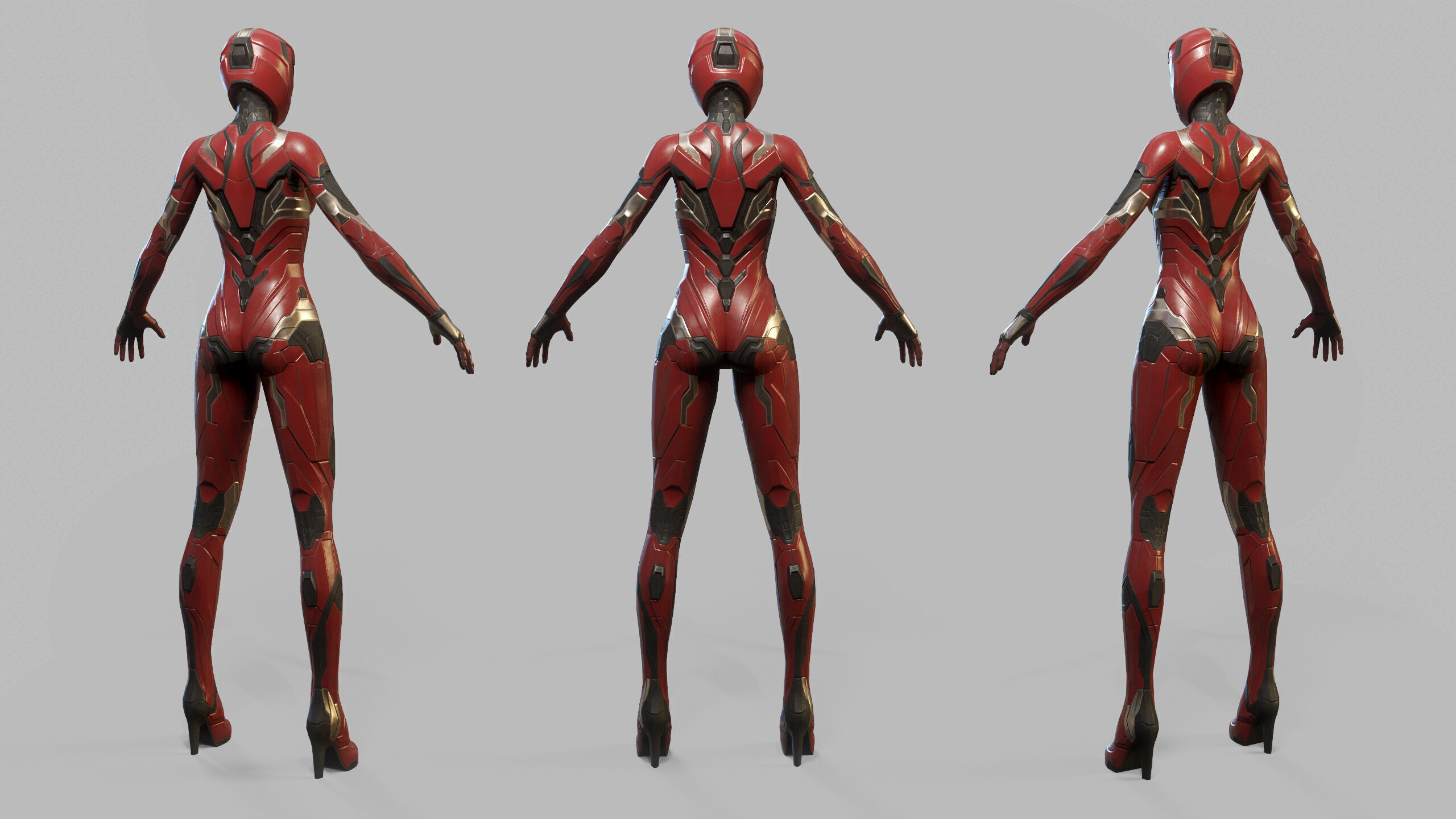 Female Sci Fi Soldier Low-poly 3D model_27