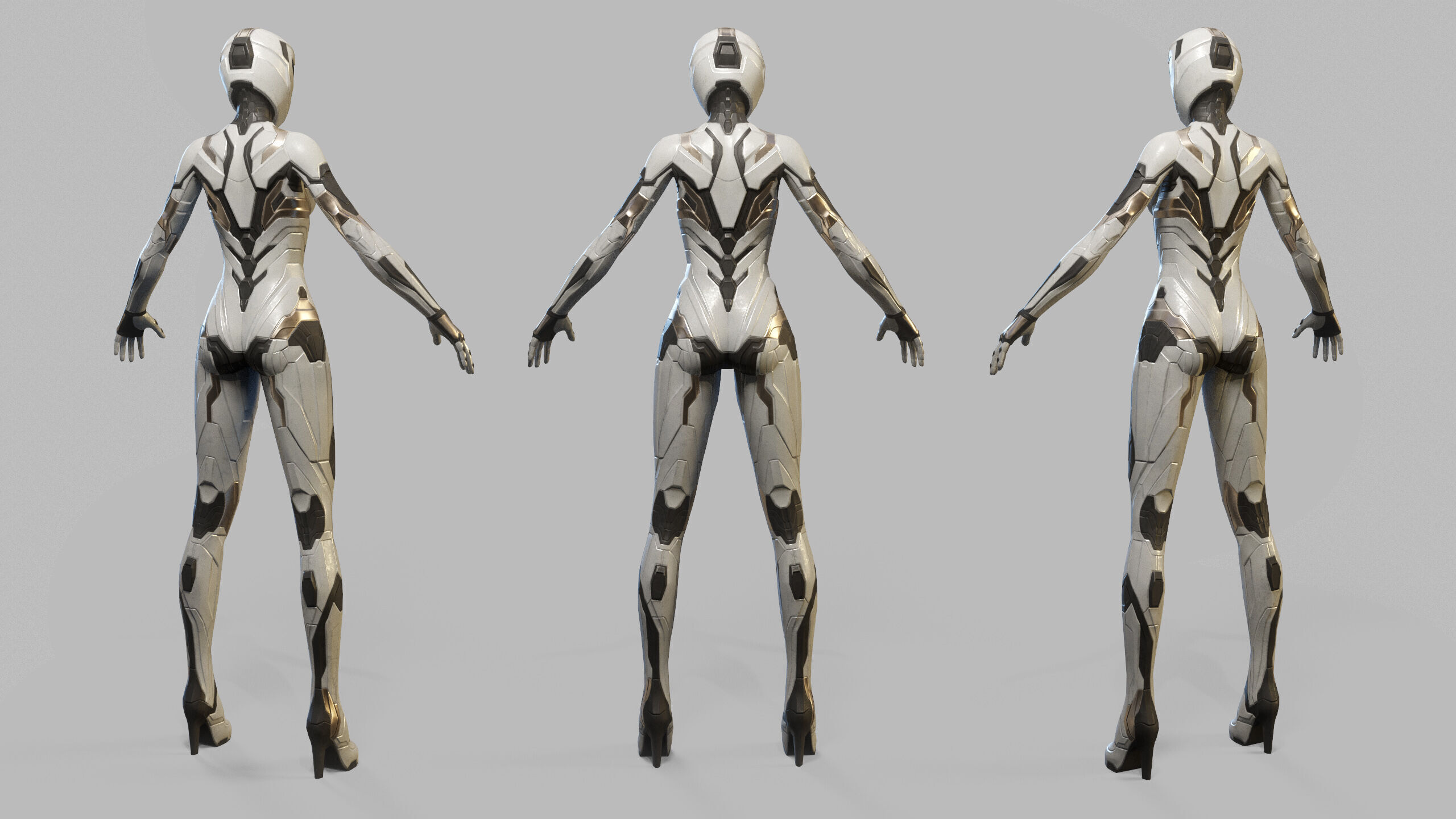 Female Sci Fi Soldier Low-poly 3D model_23