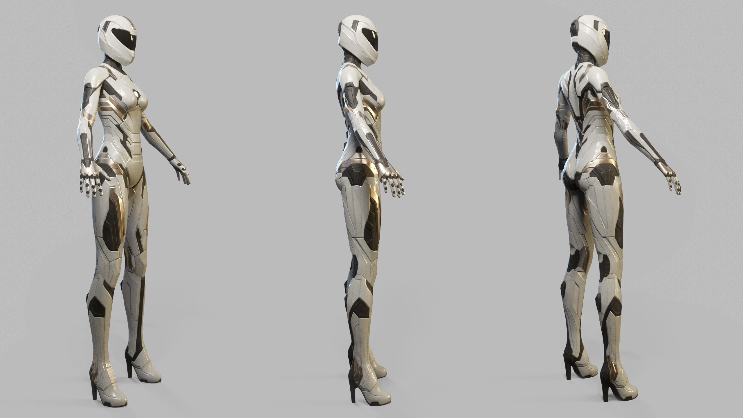 Female Sci Fi Soldier Low-poly 3D model_22