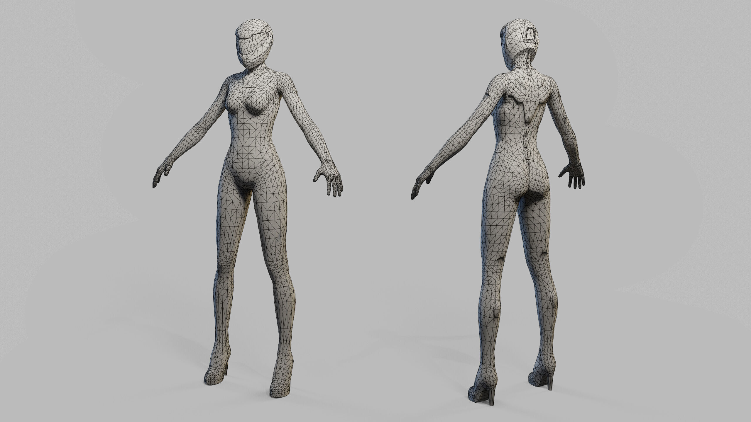 Female Sci Fi Soldier Low-poly 3D model_34