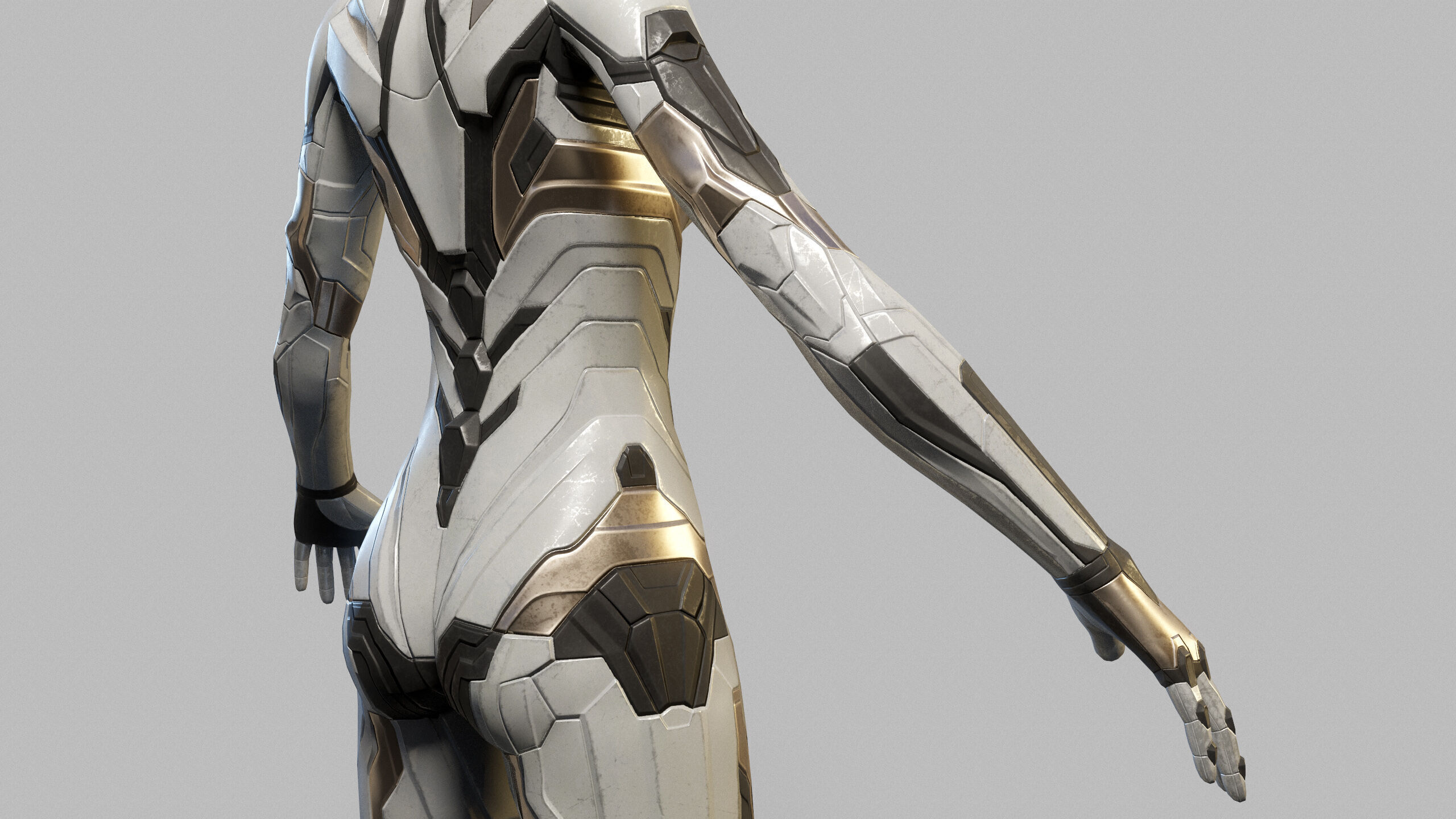 Female Sci Fi Soldier Low-poly 3D model_14