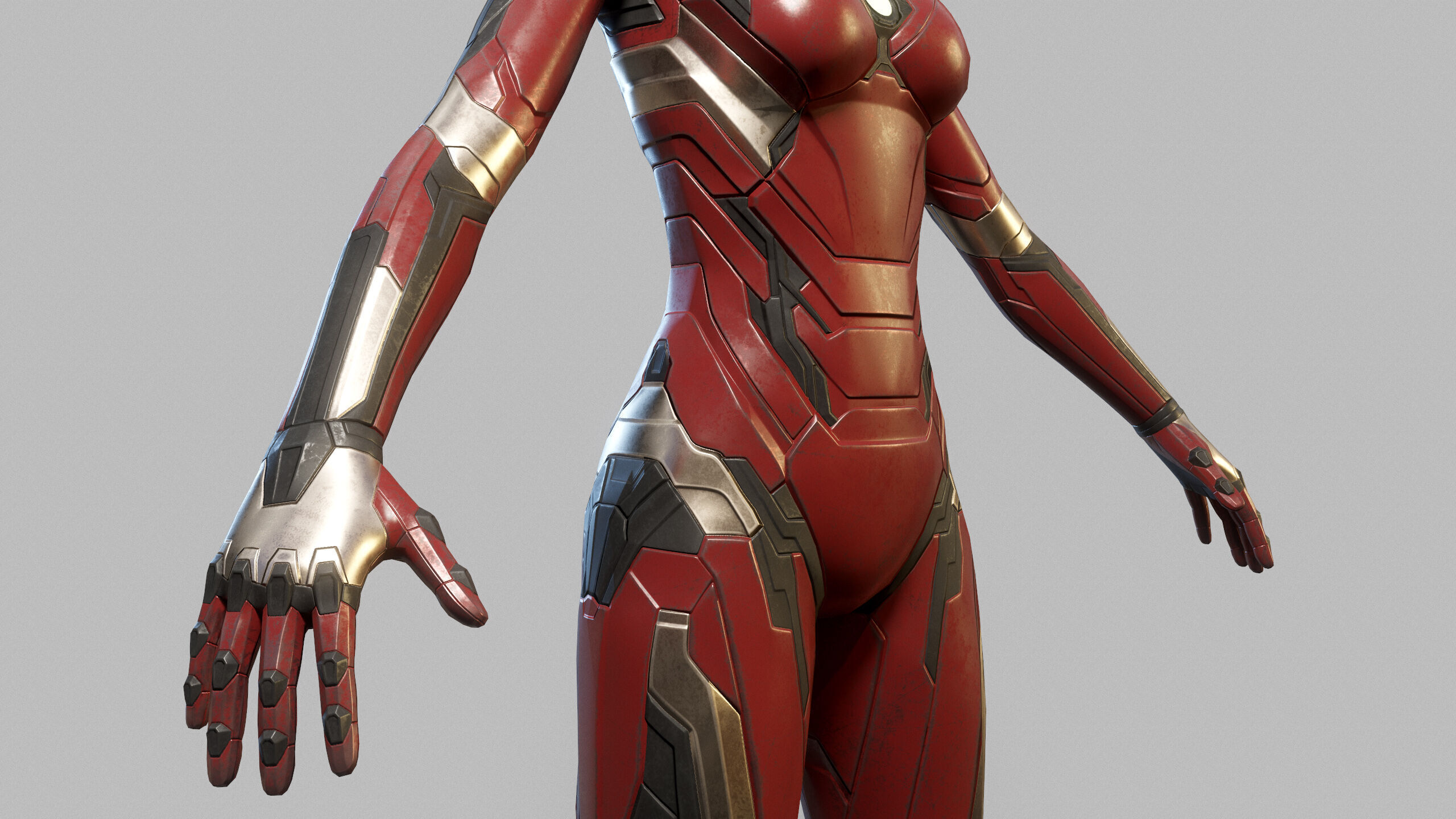 Female Sci Fi Soldier Low-poly 3D model_15