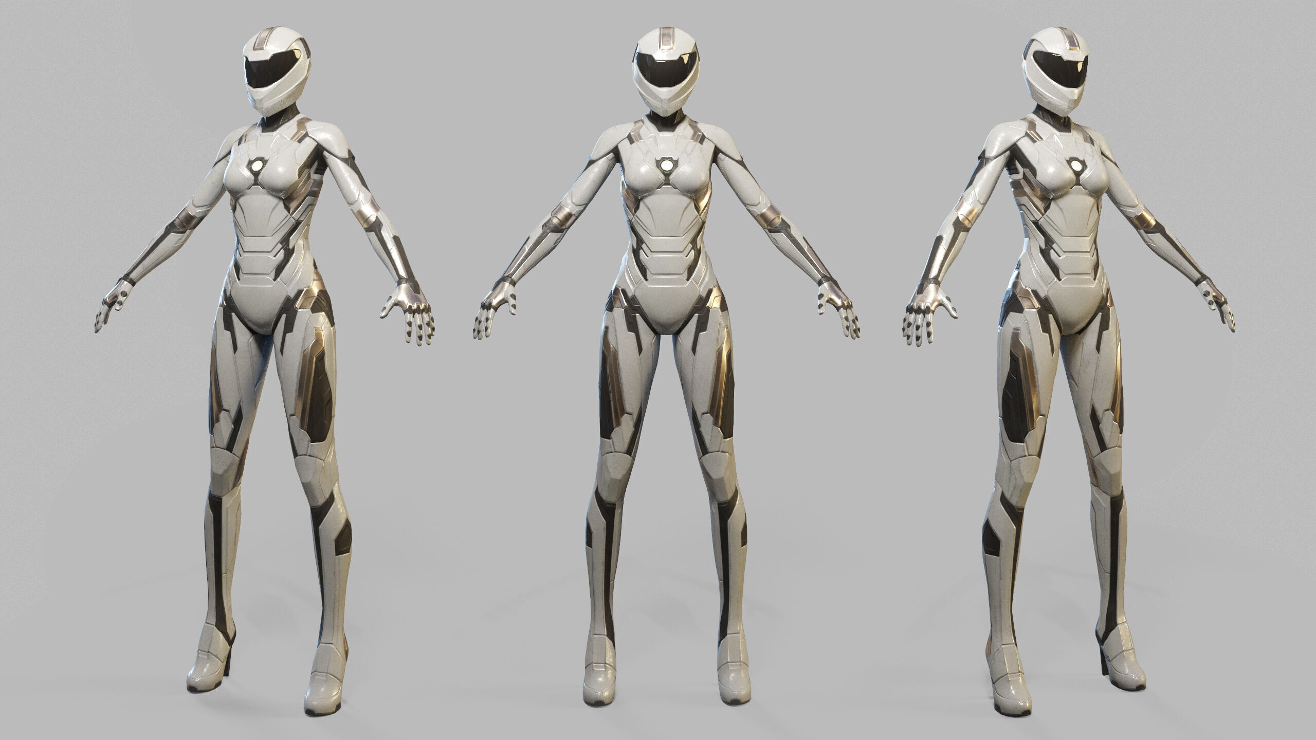 Female Sci Fi Soldier Low-poly 3D model_21