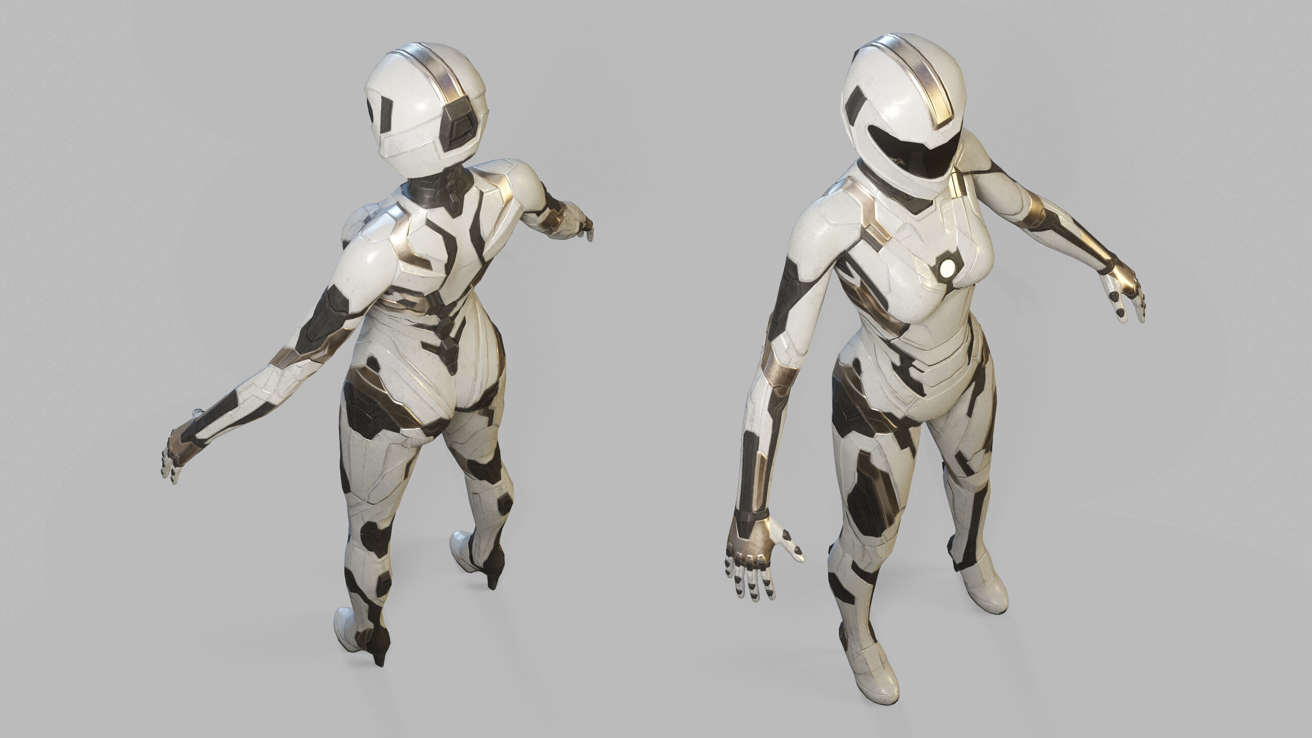 Female Sci Fi Soldier Low-poly 3D model_30