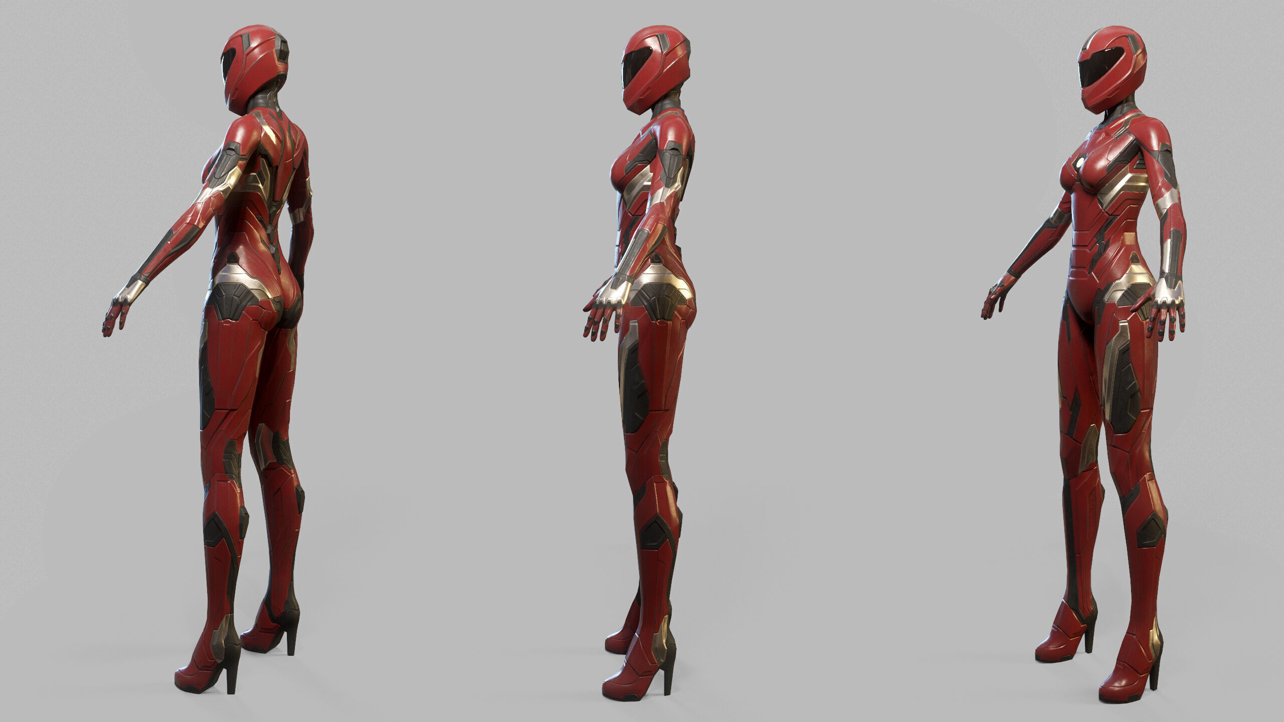 Female Sci Fi Soldier Low-poly 3D model_28