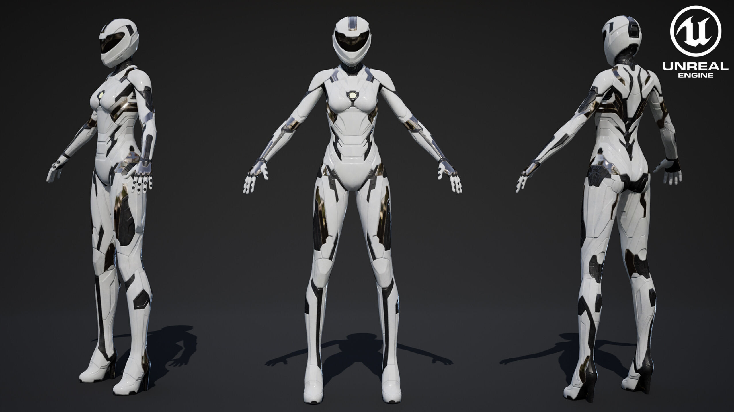 Female Sci Fi Soldier Low-poly 3D model_32