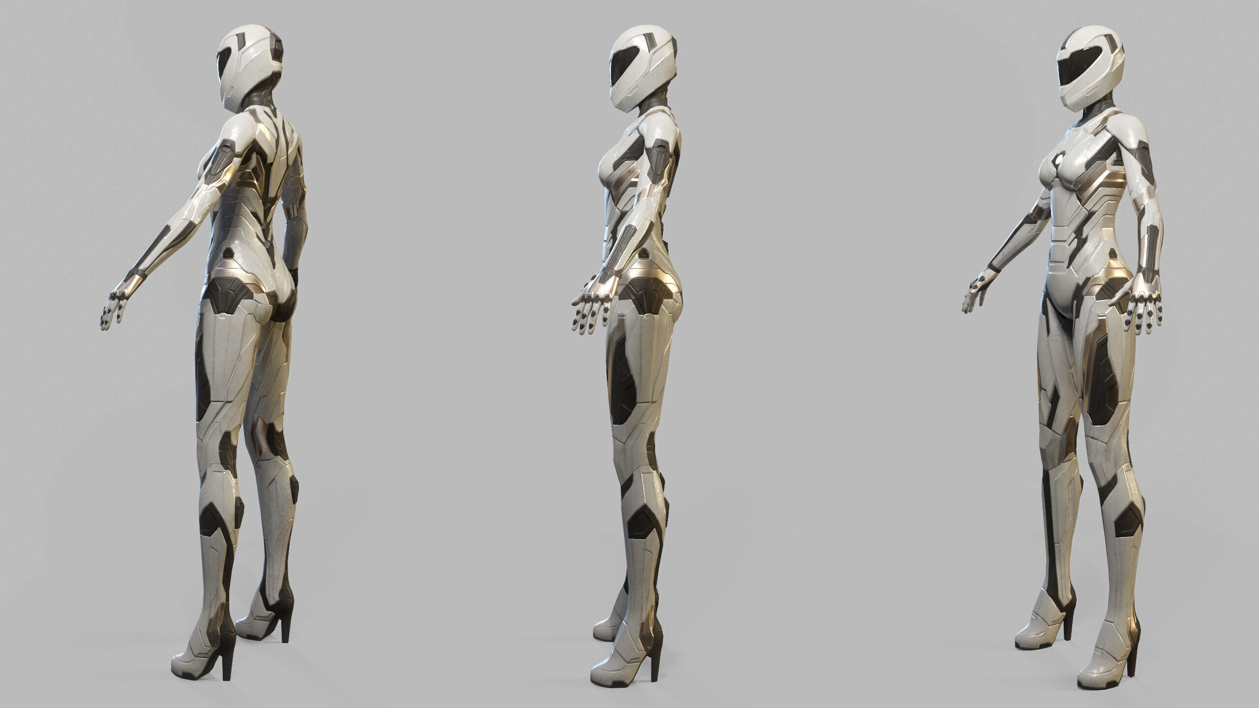 Female Sci Fi Soldier Low-poly 3D model_24