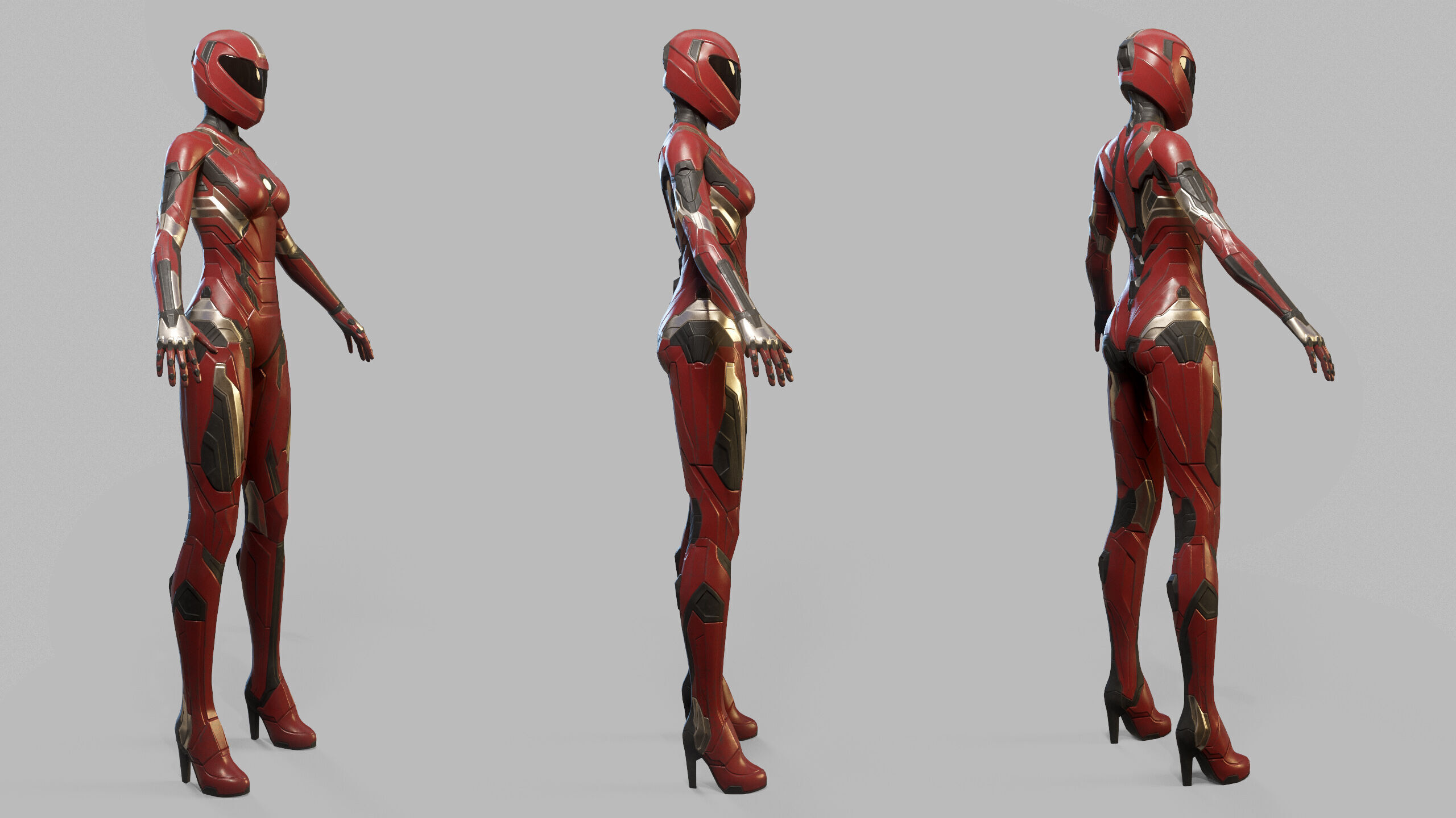 Female Sci Fi Soldier Low-poly 3D model_26