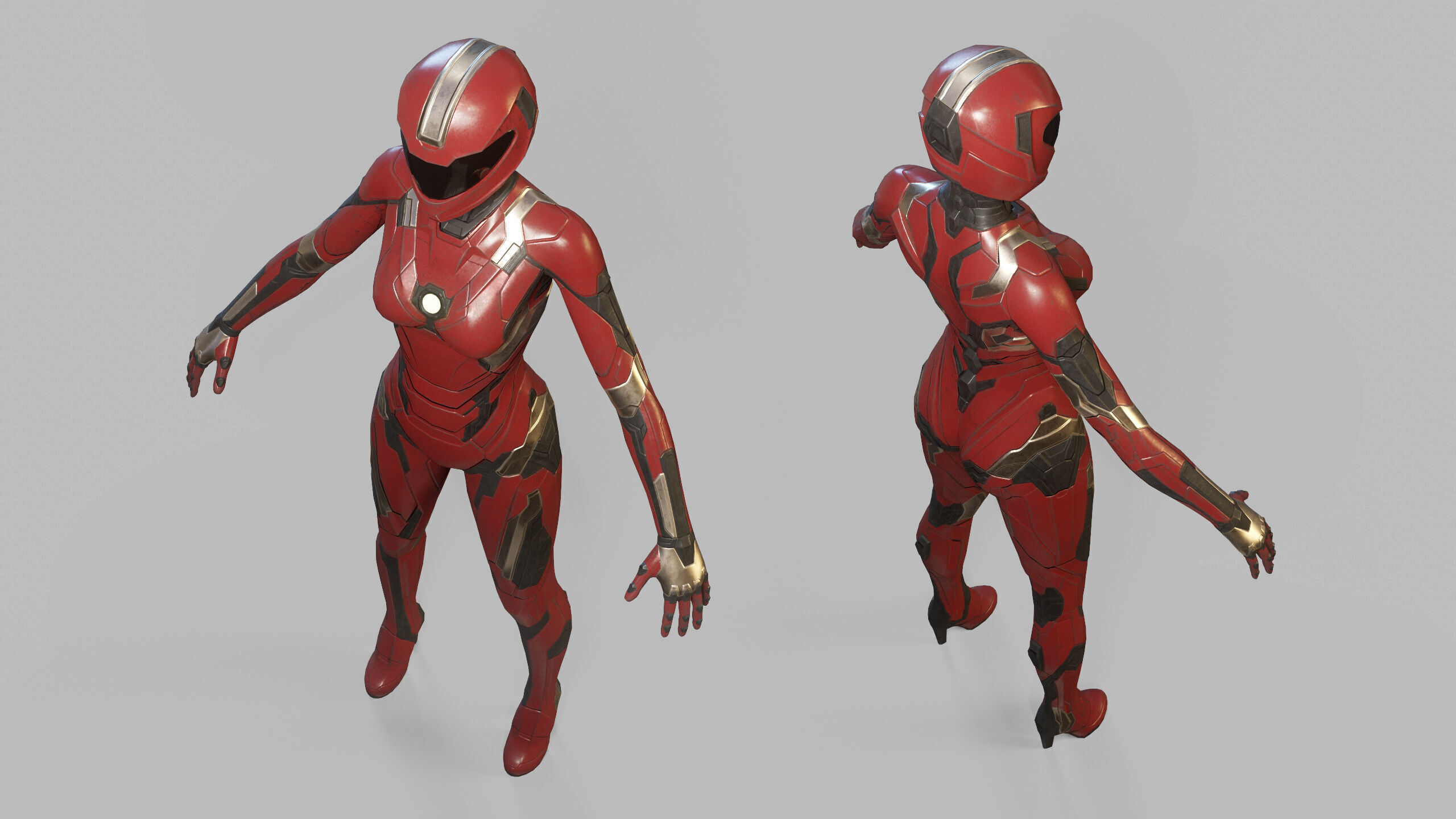 Female Sci Fi Soldier Low-poly 3D model_29