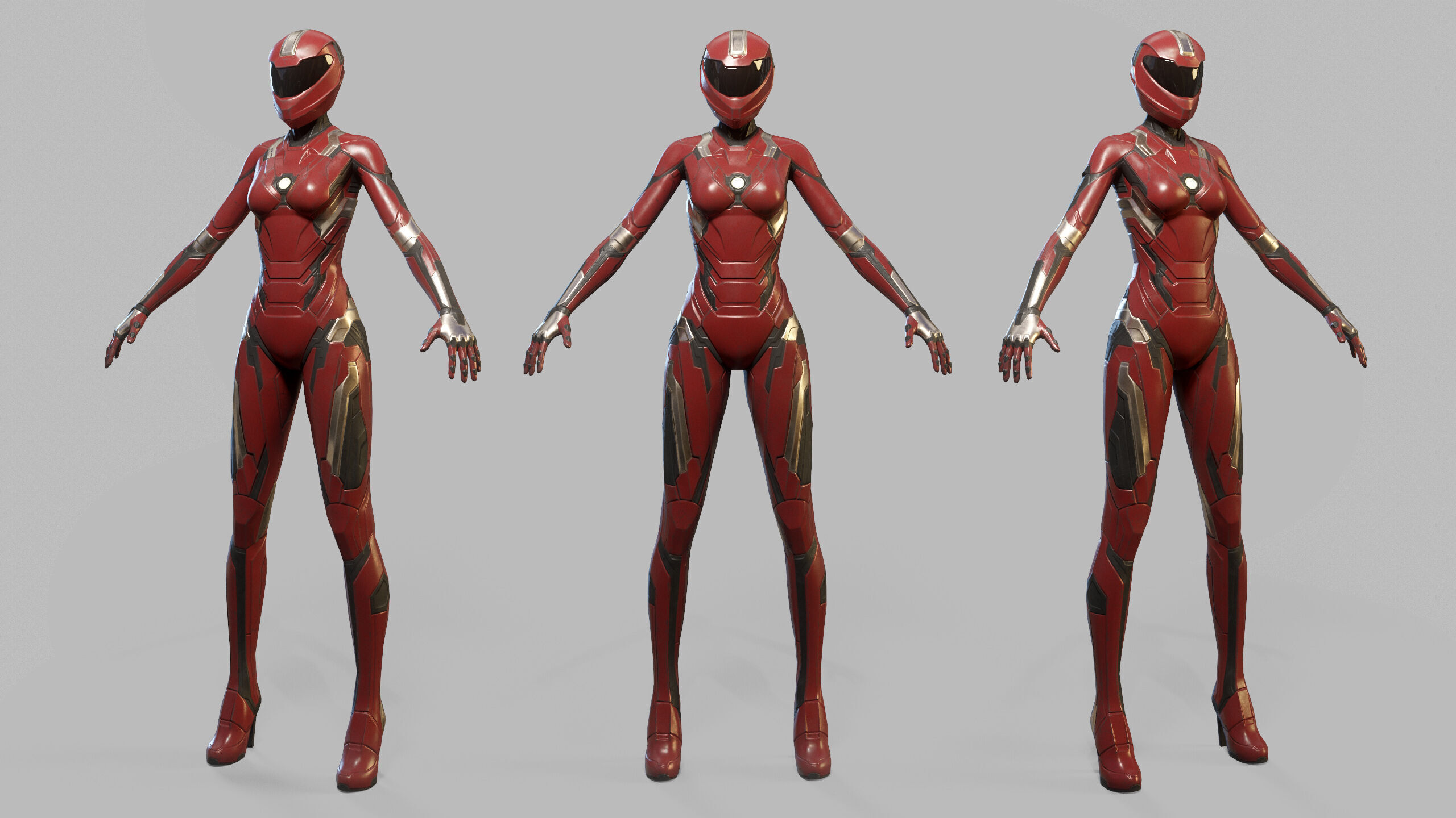 Female Sci Fi Soldier Low-poly 3D model_25