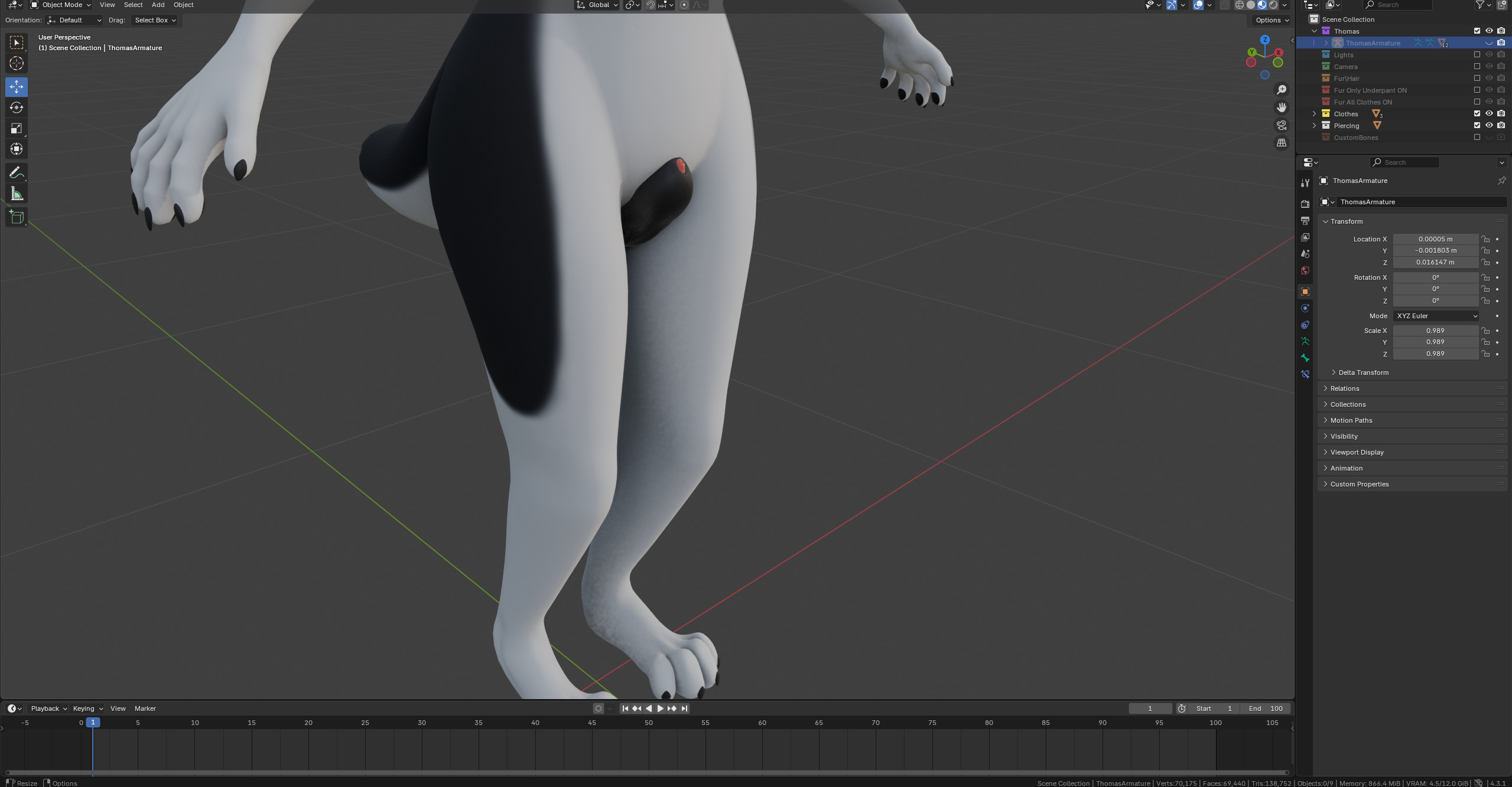 Thomas Anthro Husky Low-poly 3D model_50