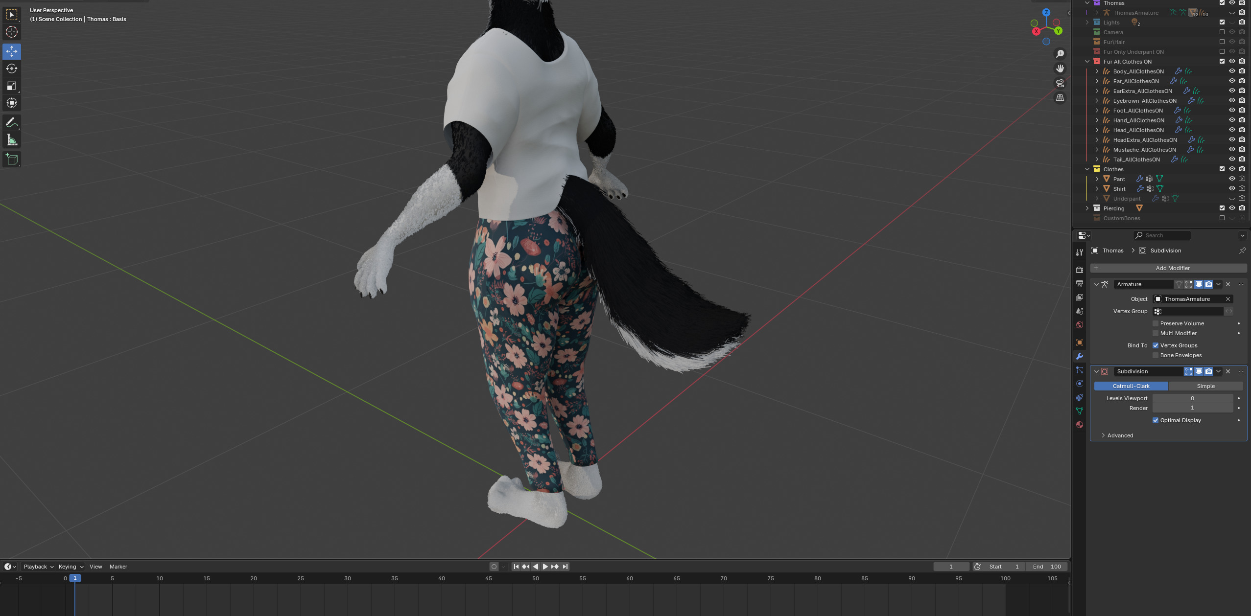 Thomas Anthro Husky Low-poly 3D model_80