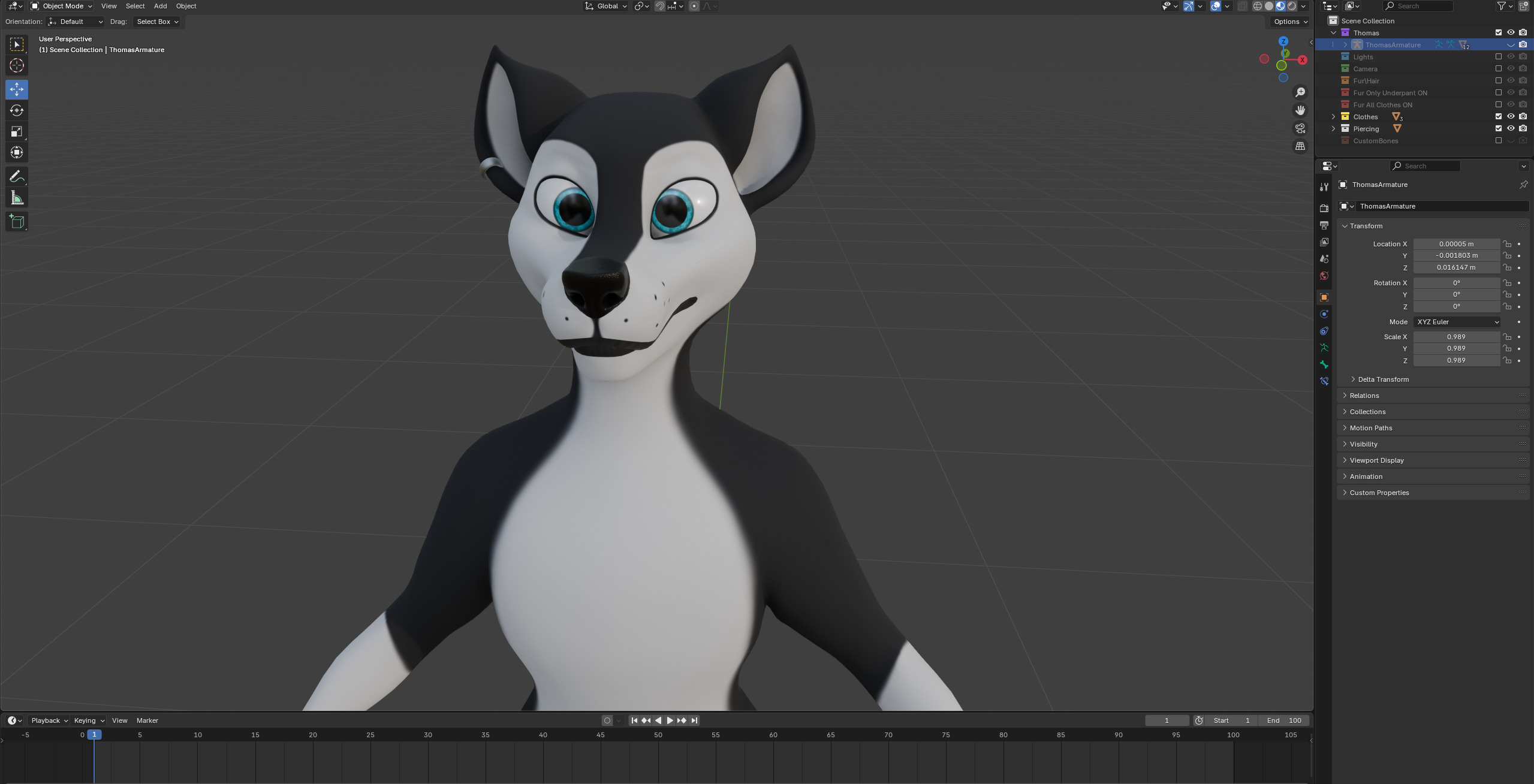 Thomas Anthro Husky Low-poly 3D model_47