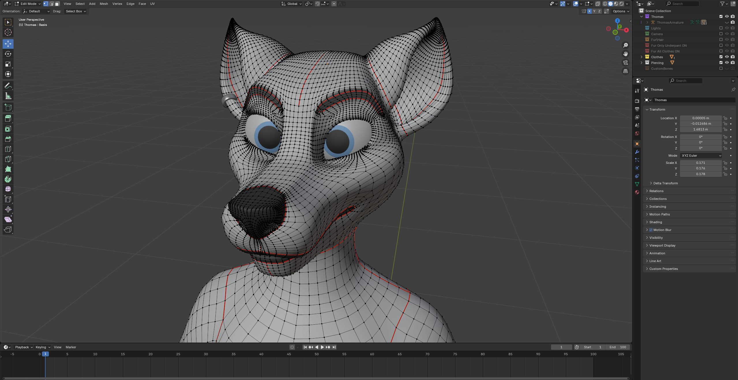 Thomas Anthro Husky Low-poly 3D model_53
