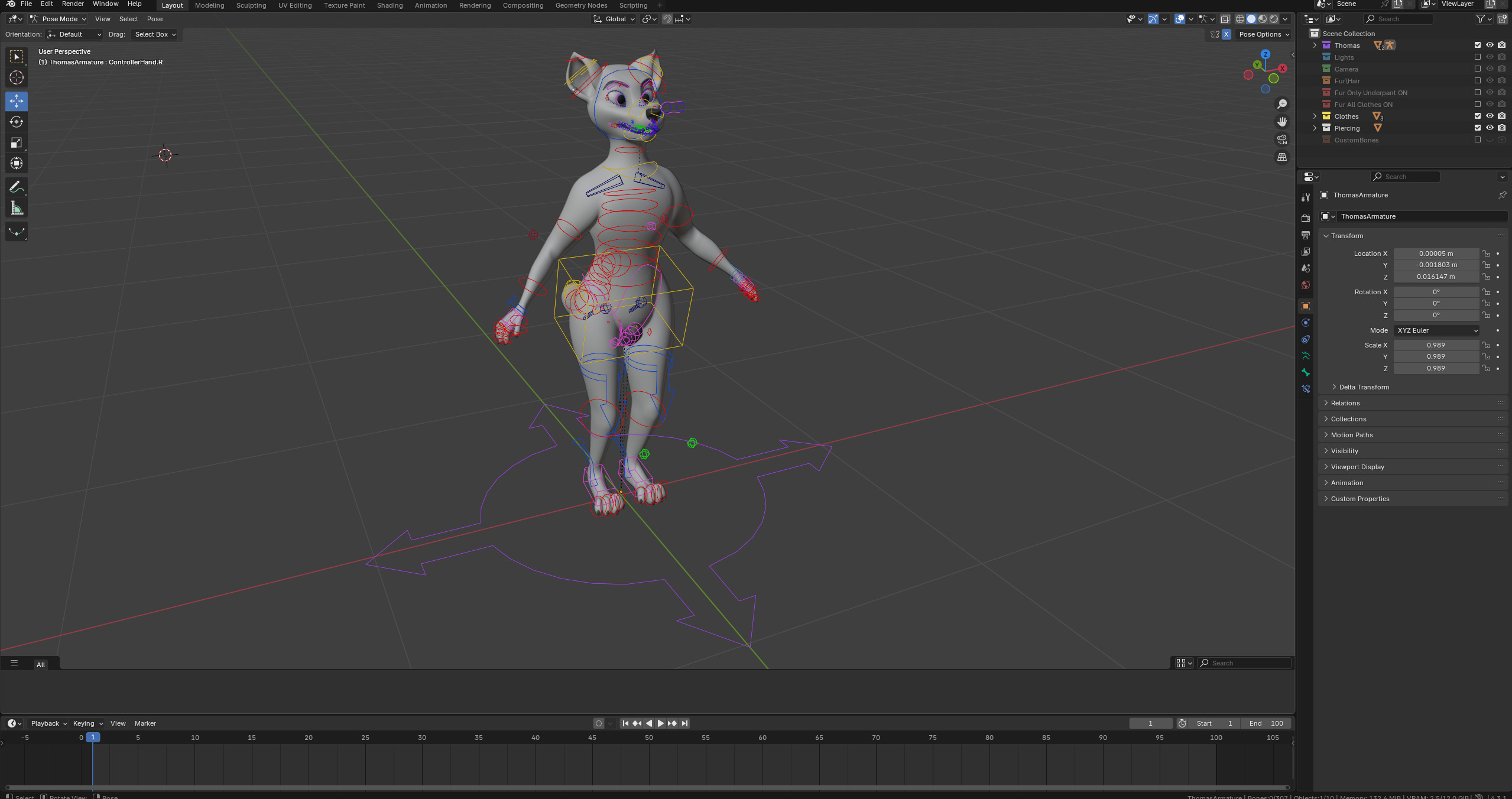 Thomas Anthro Husky Low-poly 3D model_39