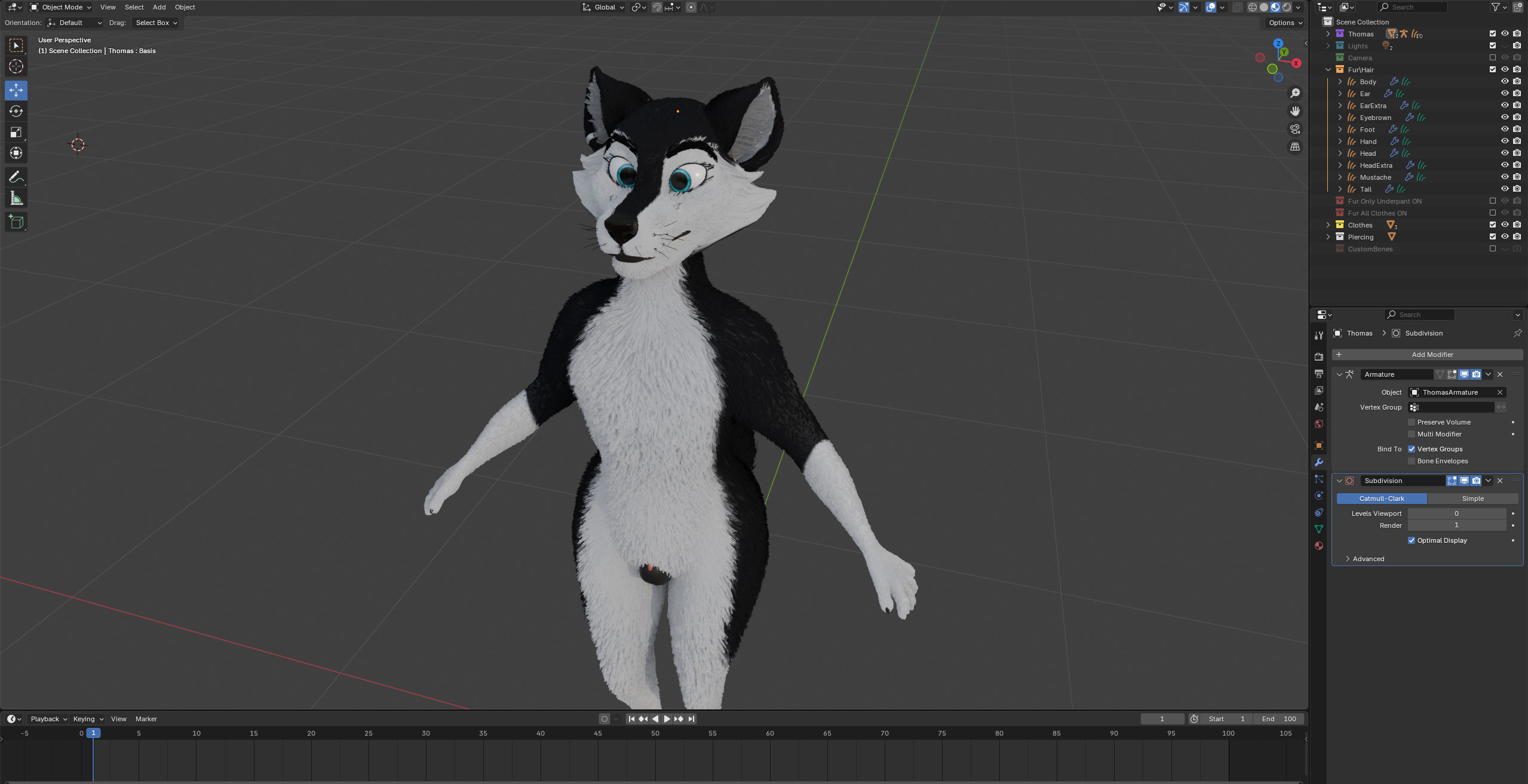Thomas Anthro Husky Low-poly 3D model_75