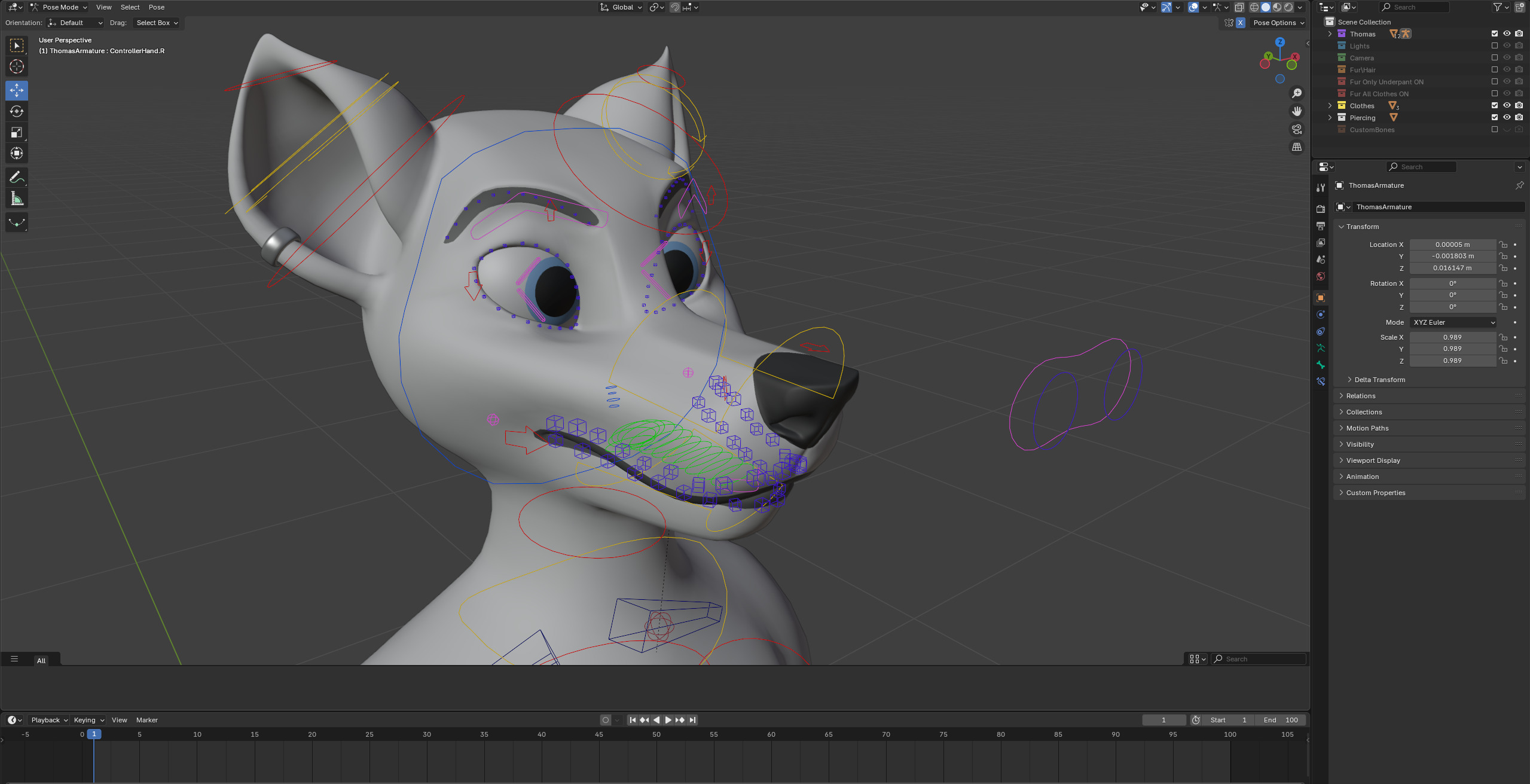 Thomas Anthro Husky Low-poly 3D model_46