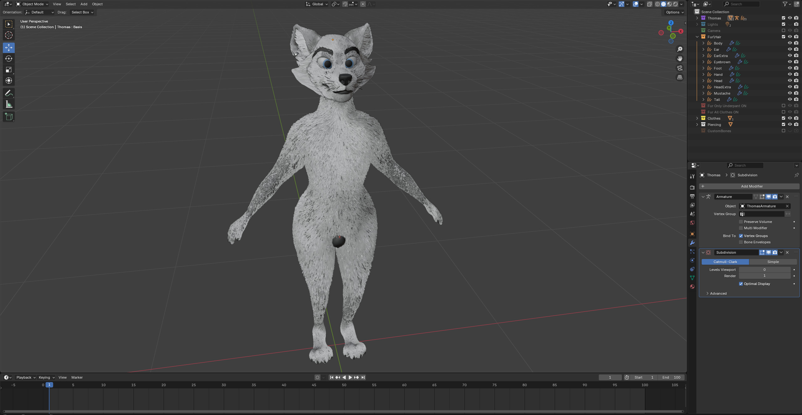 Thomas Anthro Husky Low-poly 3D model_73