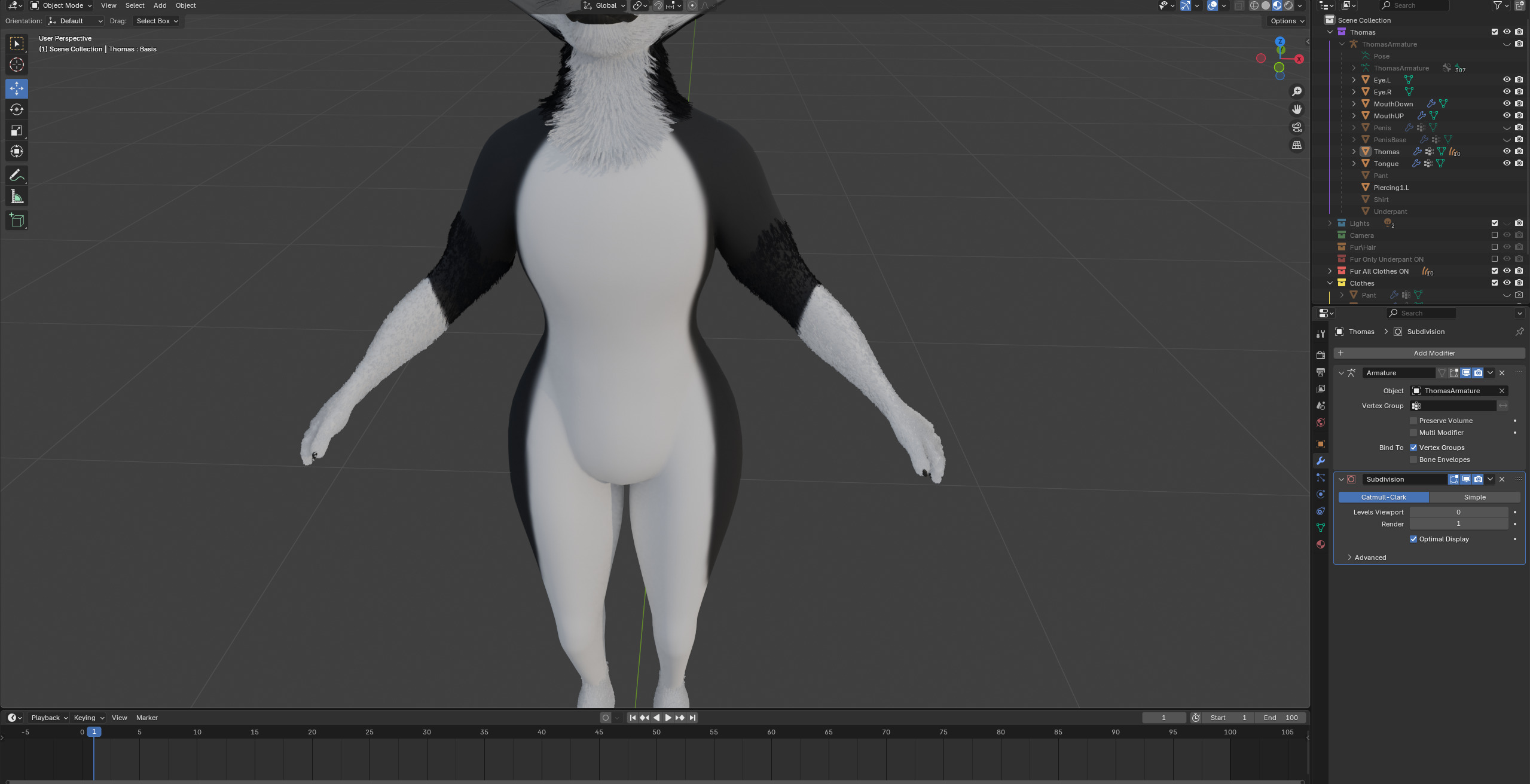 Thomas Anthro Husky Low-poly 3D model_78