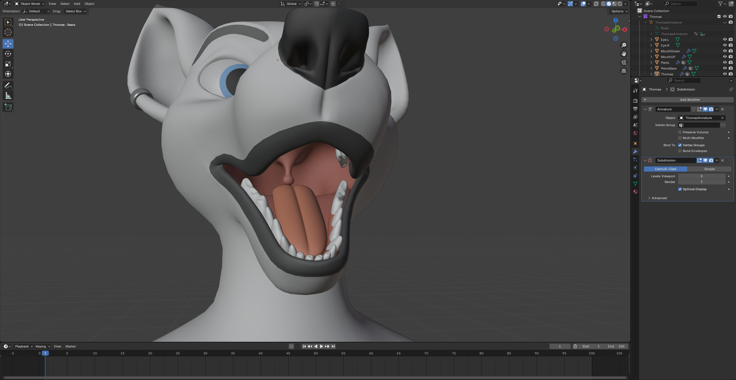 Thomas Anthro Husky Low-poly 3D model_70