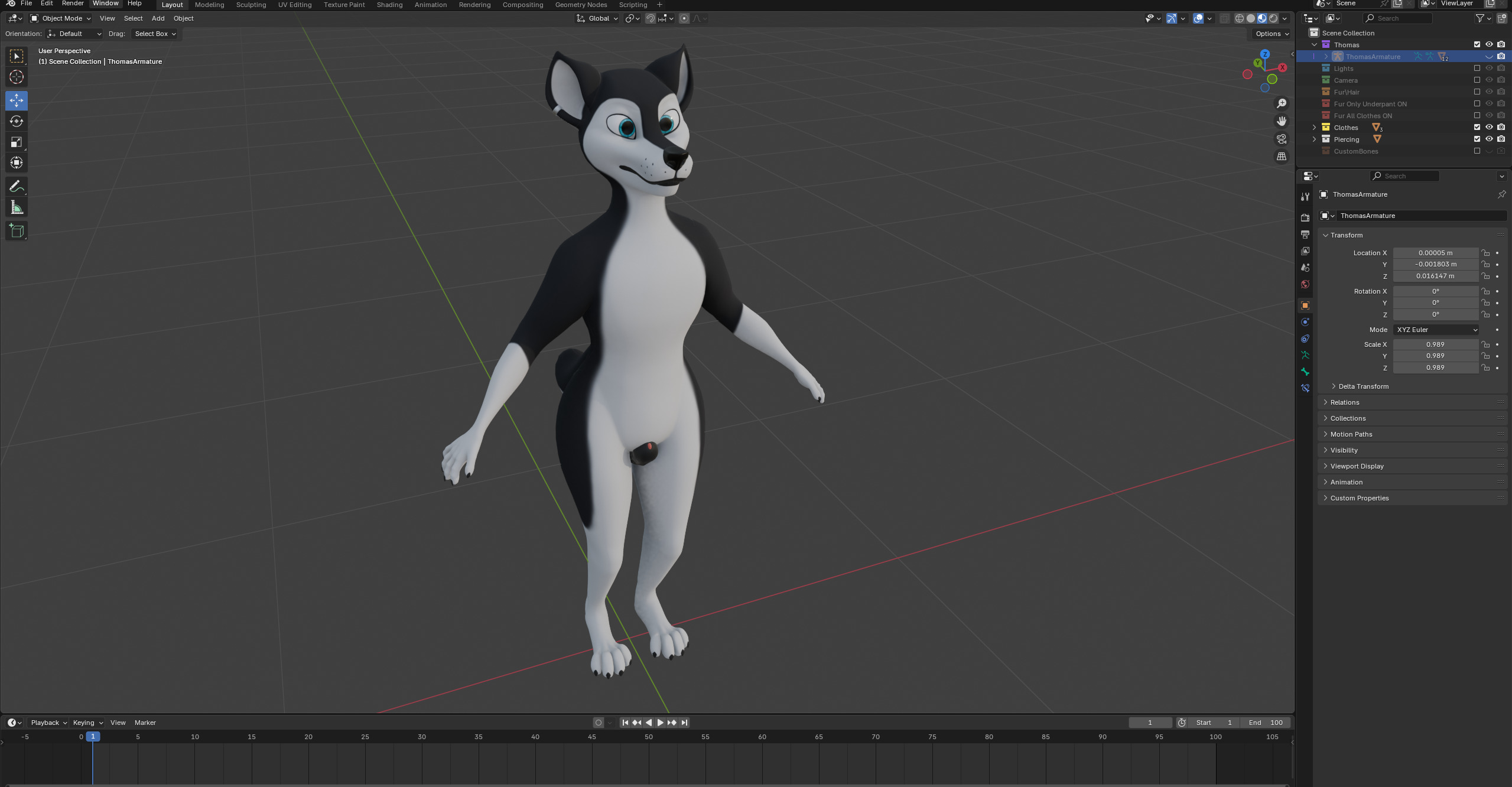 Thomas Anthro Husky Low-poly 3D model_48