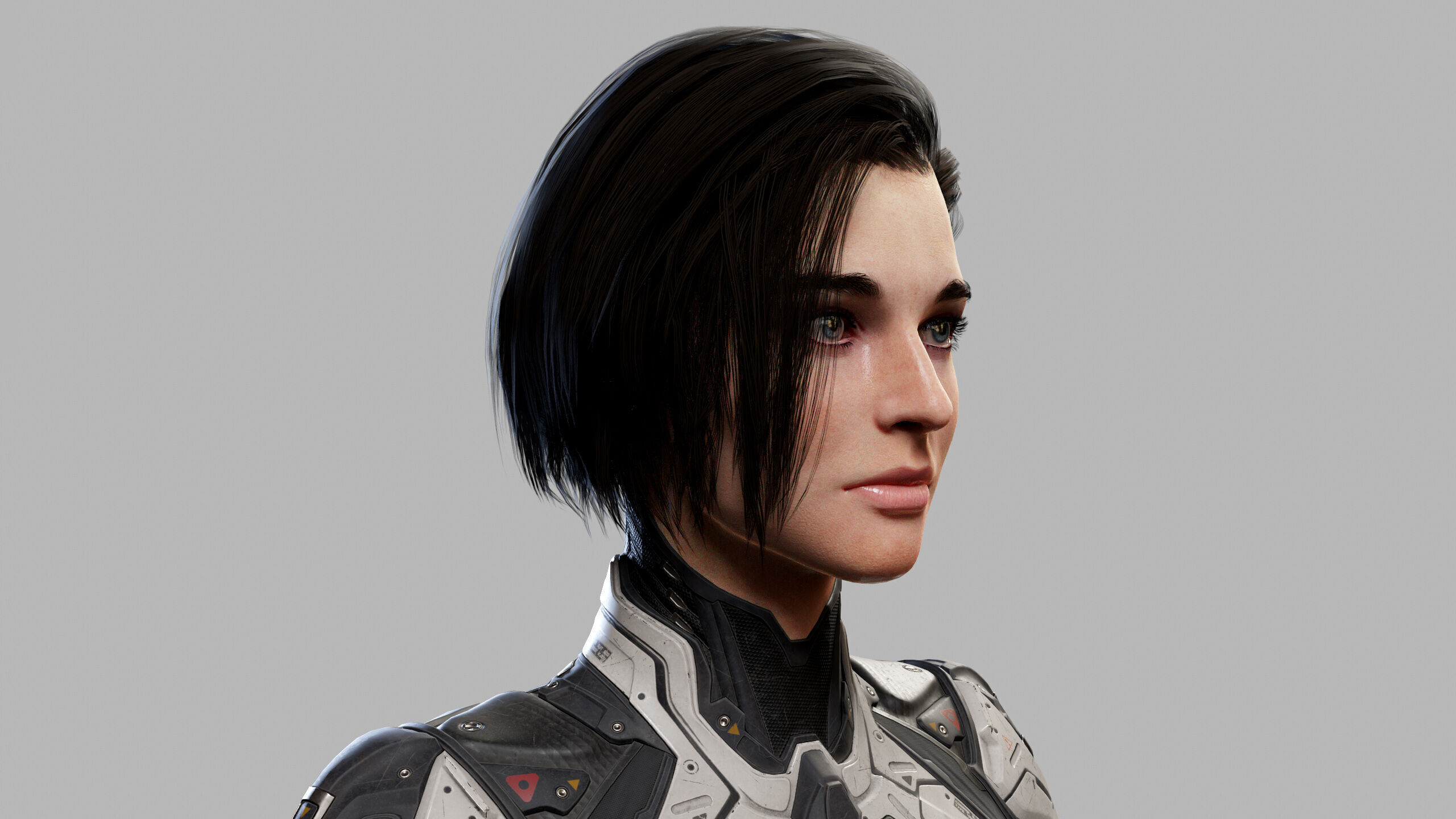 Female Sci Fi Girl Low-poly 3D model_5