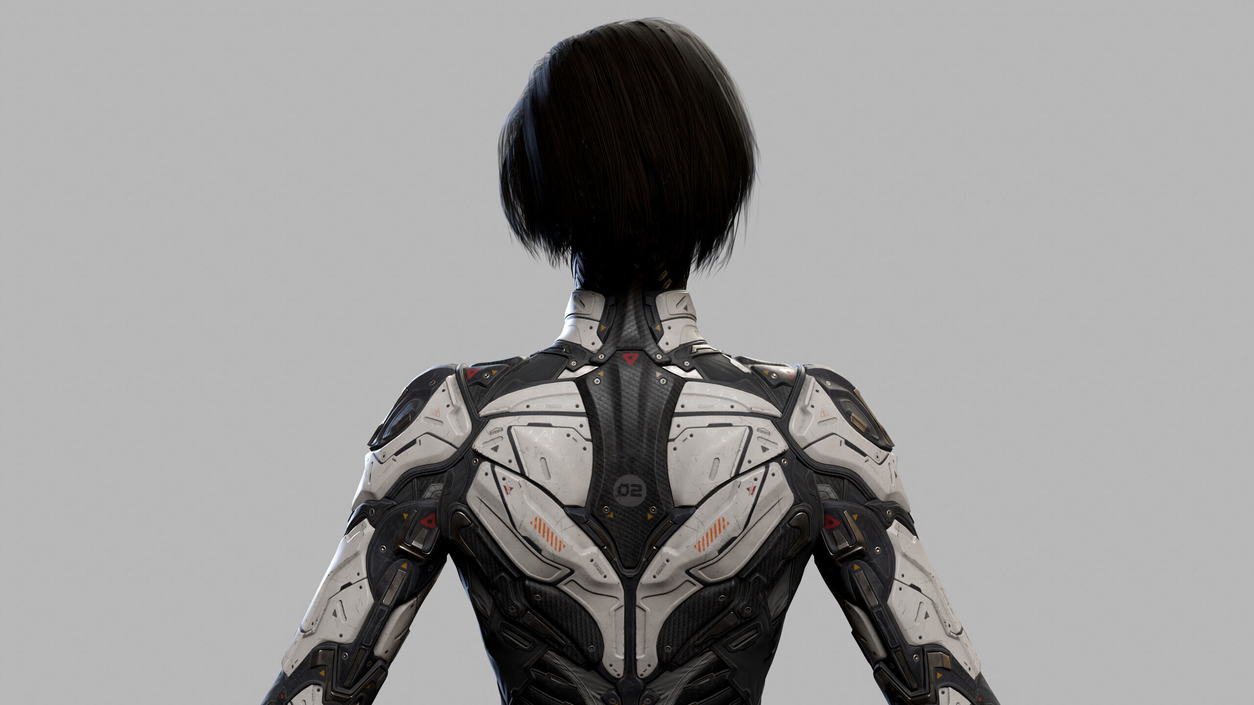 Female Sci Fi Girl Low-poly 3D model_11