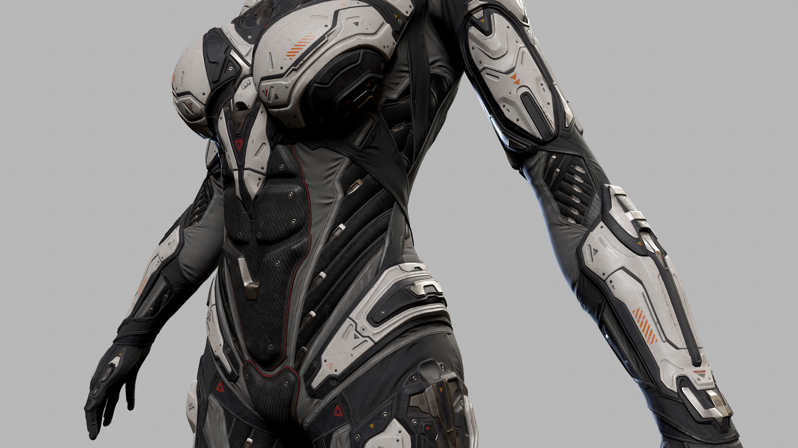 Female Sci Fi Girl Low-poly 3D model_14