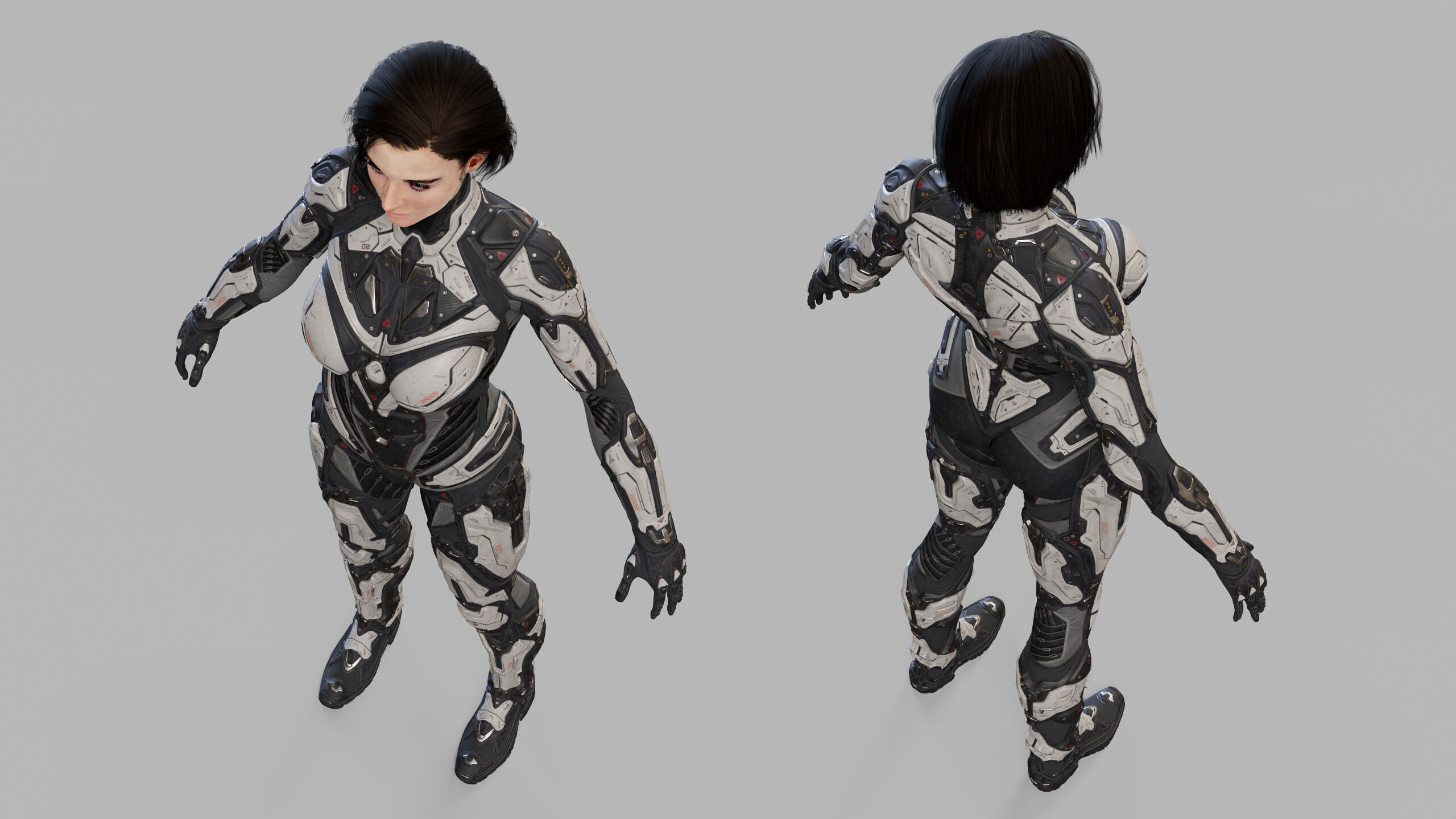 Female Sci Fi Girl Low-poly 3D model_26