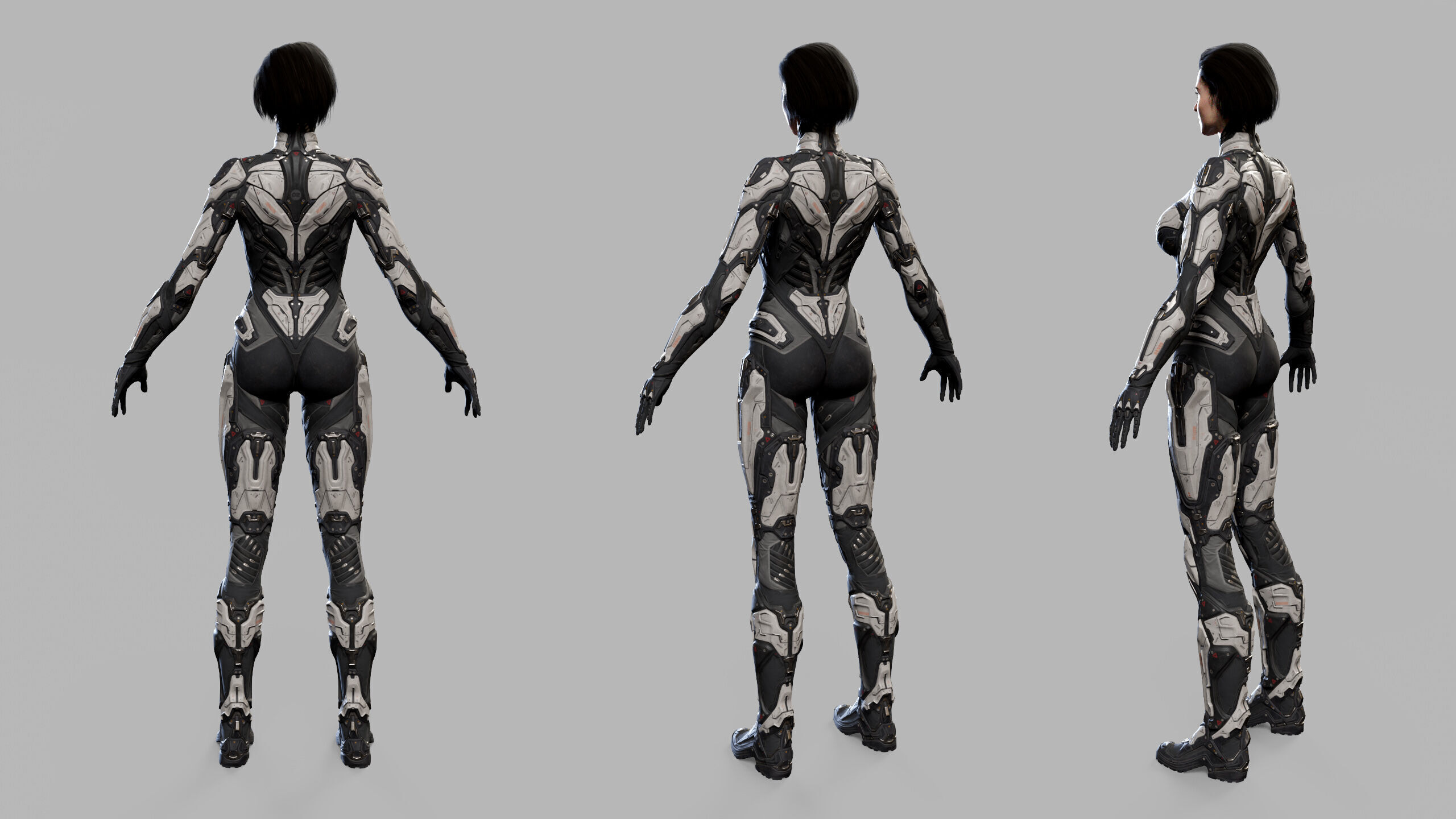 Female Sci Fi Girl Low-poly 3D model_24